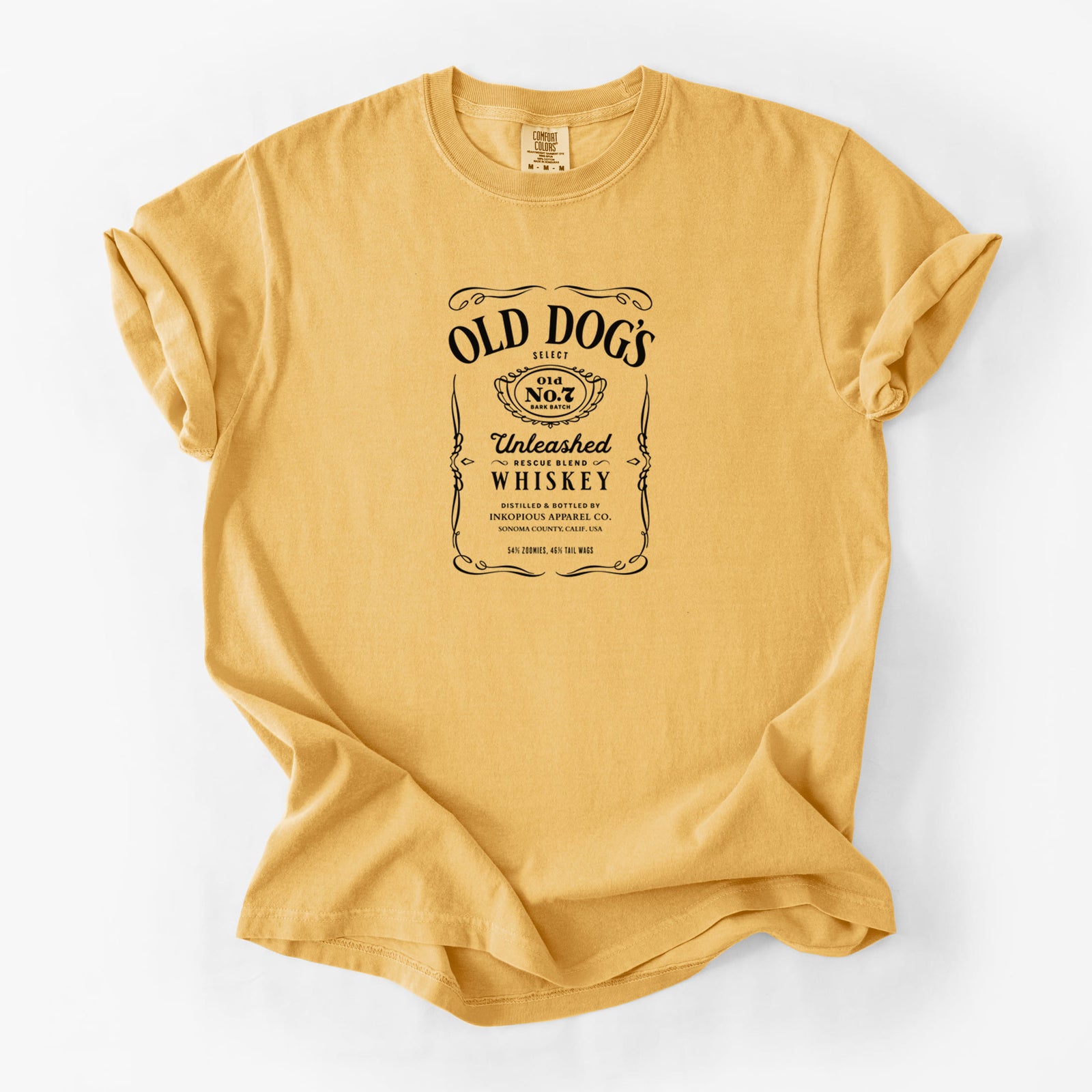 Old Dog’s No. 7 – Unleashed Whiskey - Unisex Comfort Colors Garment-Dyed Heavyweight T-shirt in Golden Wheat