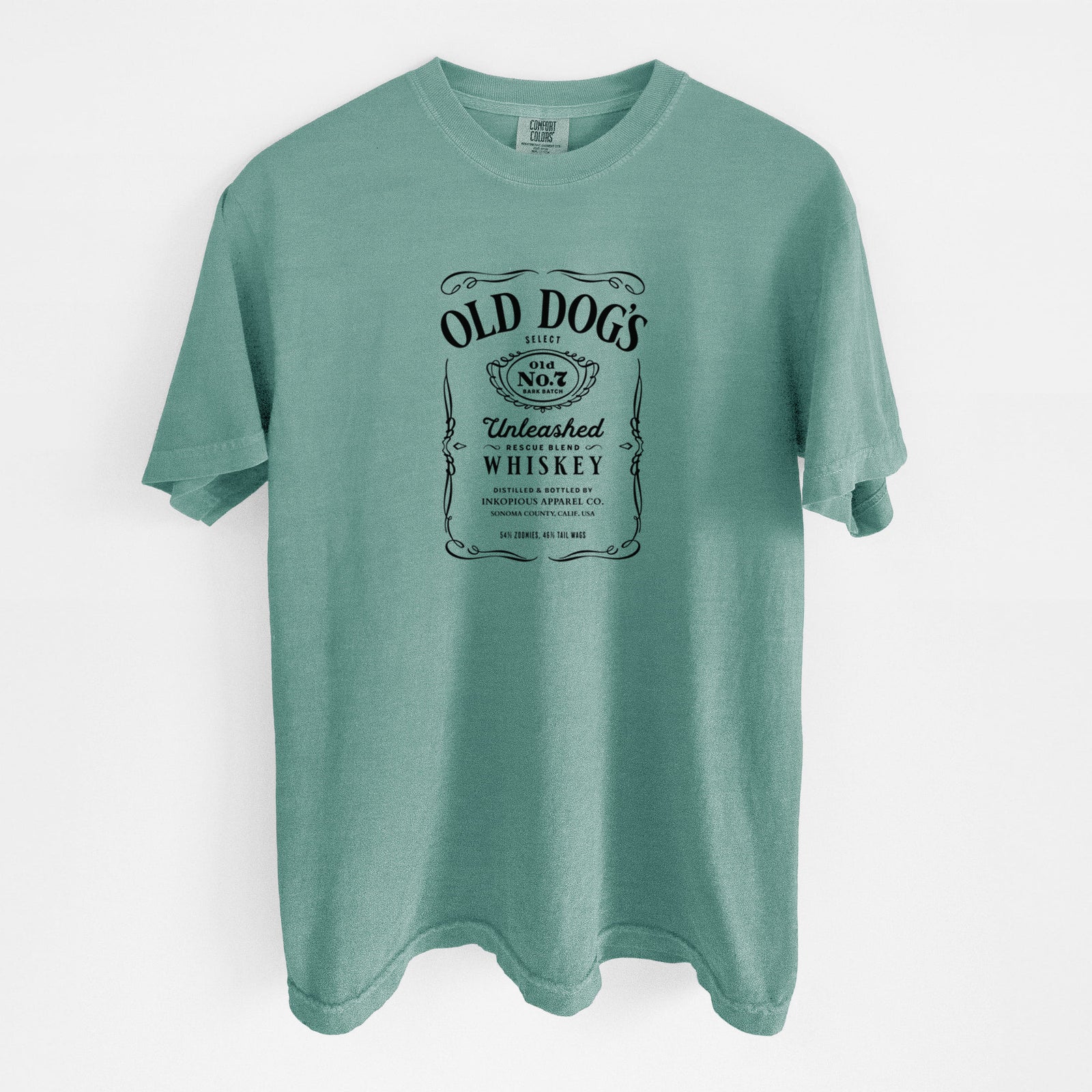 Old Dog’s No. 7 – Unleashed Whiskey - Unisex Comfort Colors Garment-Dyed Heavyweight T-shirt in Reef Green
