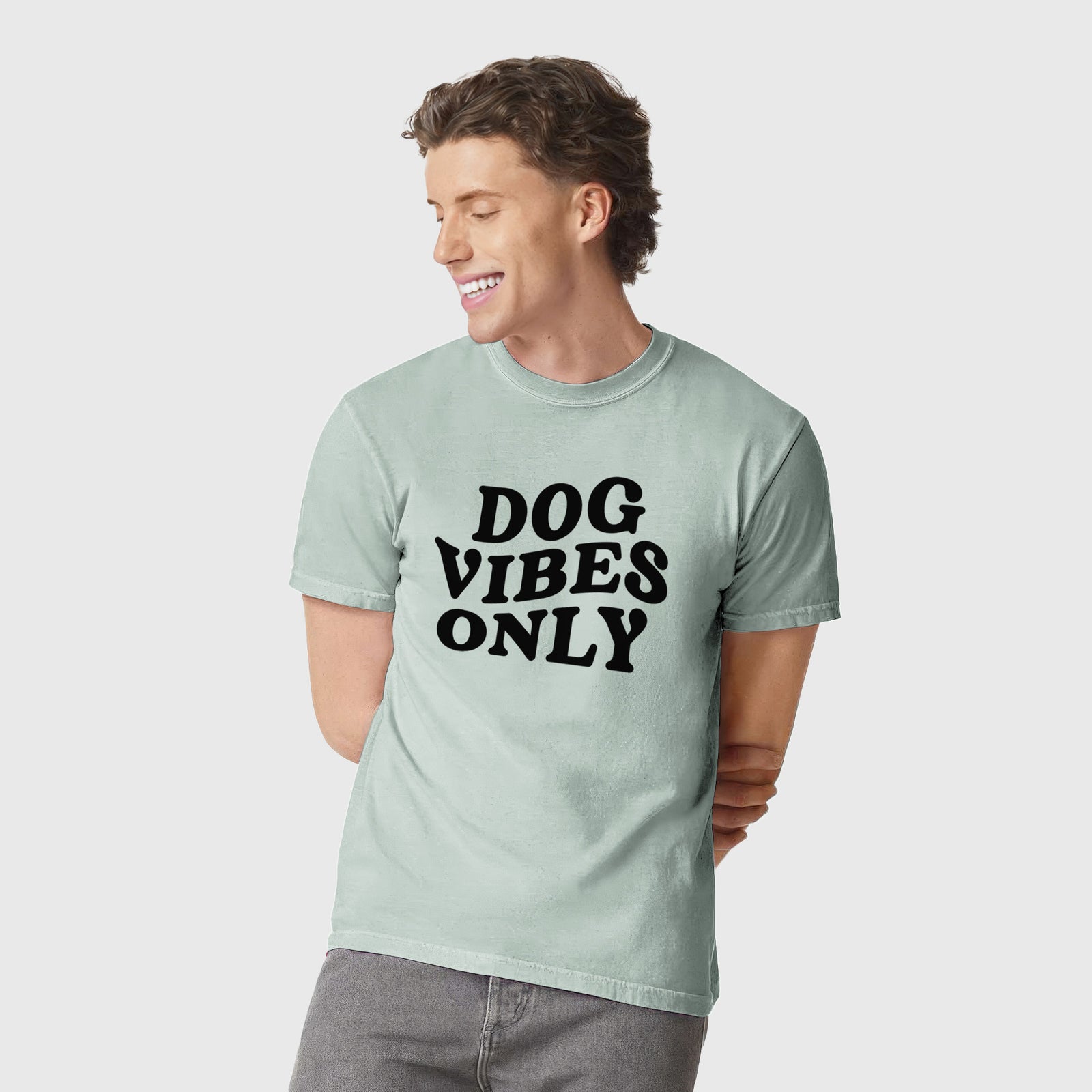 Dog Vibes Only - Unisex Comfort Colors Garment-Dyed Heavyweight T-shirt, worn by model