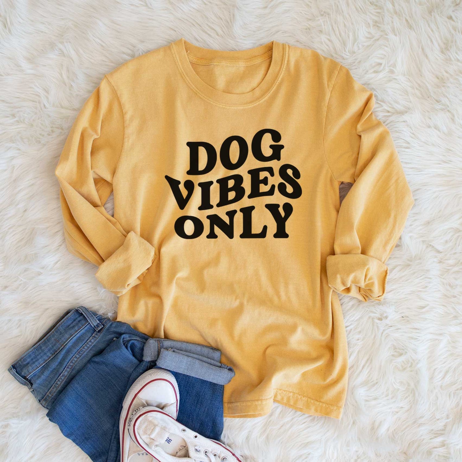 Dog Vibes Only - Men's Heavyweight 100% Cotton Long Sleeve