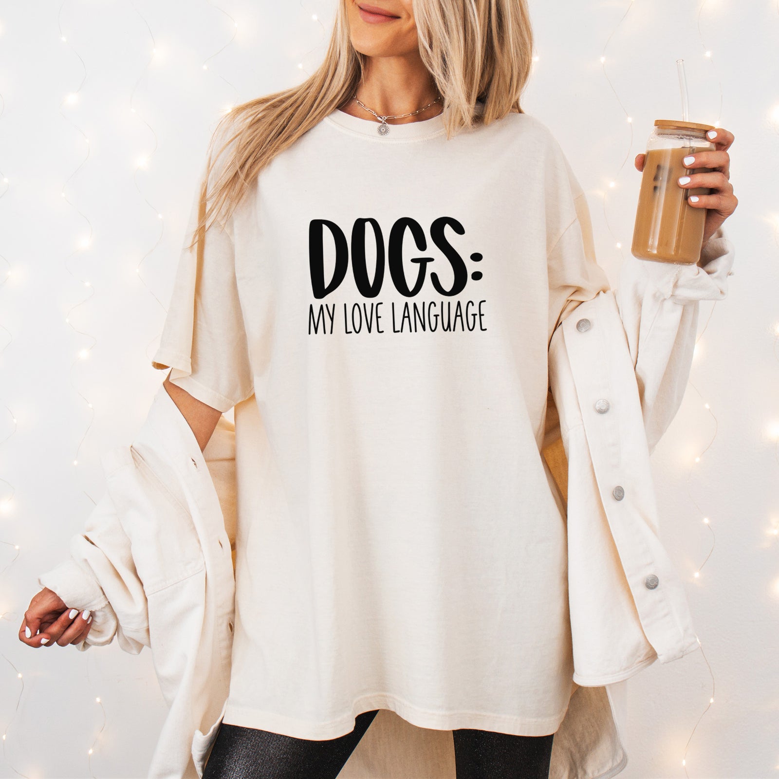 Dogs: My Love Language - Unisex Comfort Colors Garment-Dyed Heavyweight T-shirt, worn by model