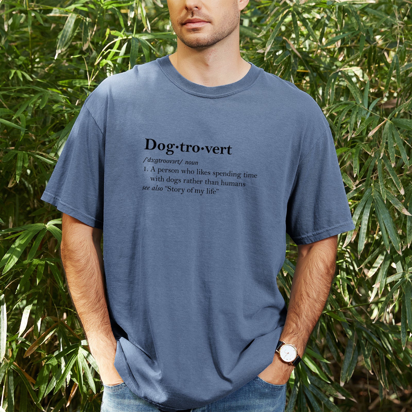 Dogtrovert Definition - Unisex Comfort Colors Garment-Dyed Heavyweight T-shirt, worn by model