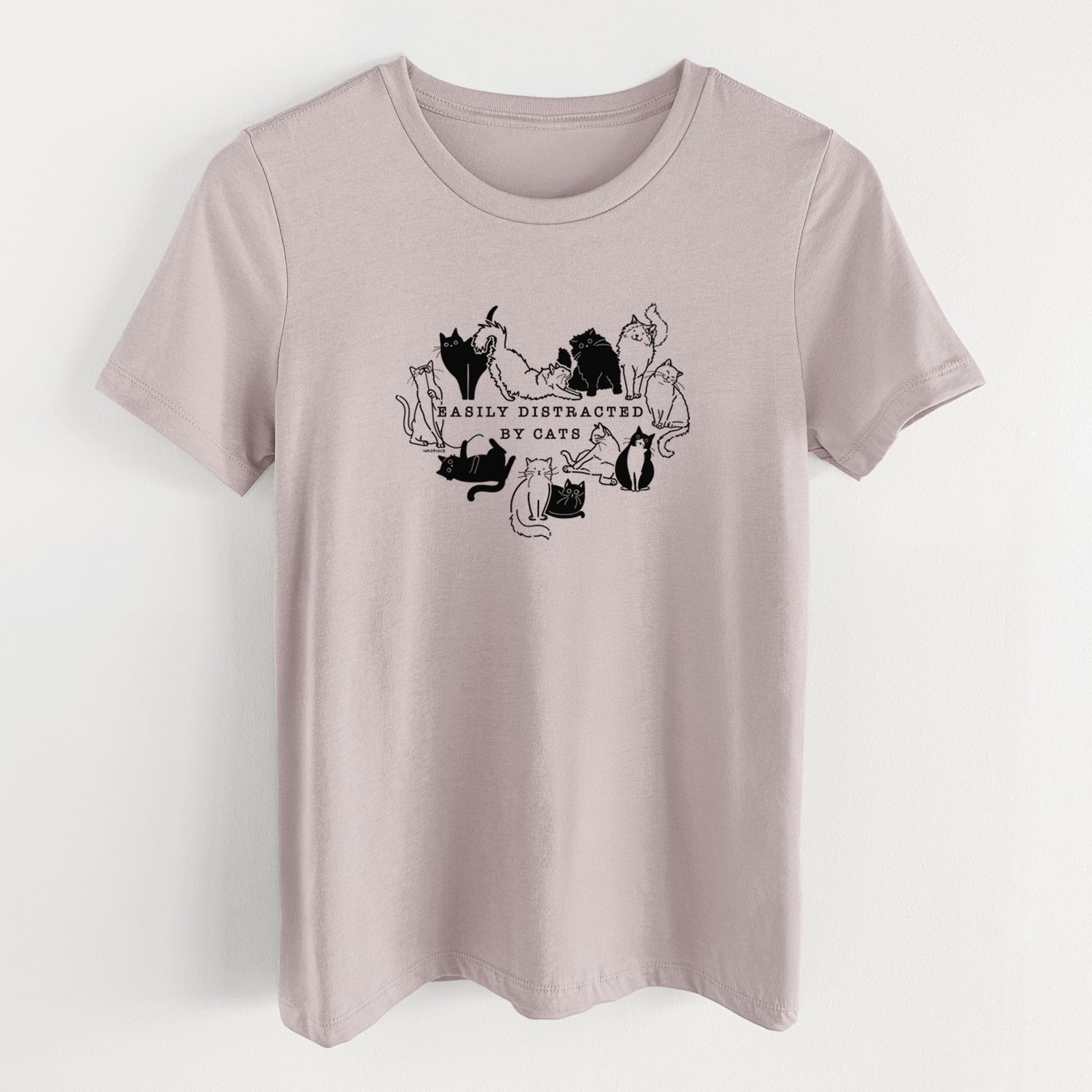 Easily Distracted by Cats - Women's Lightweight Relaxed Fit 100% Cotton Crewneck