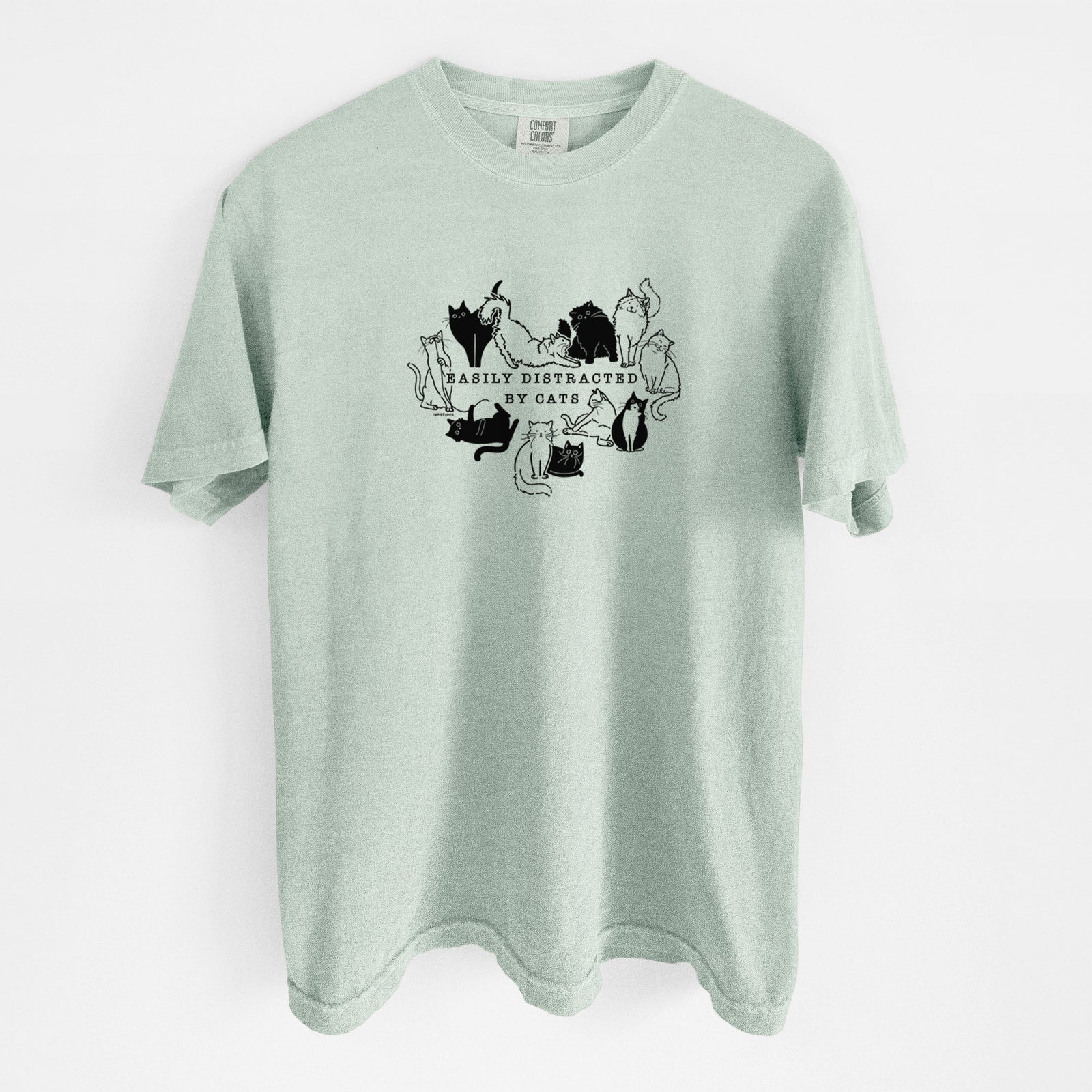 Easily Distracted by Cats - Unisex Comfort Colors Garment-Dyed Heavyweight T-shirt in Bay