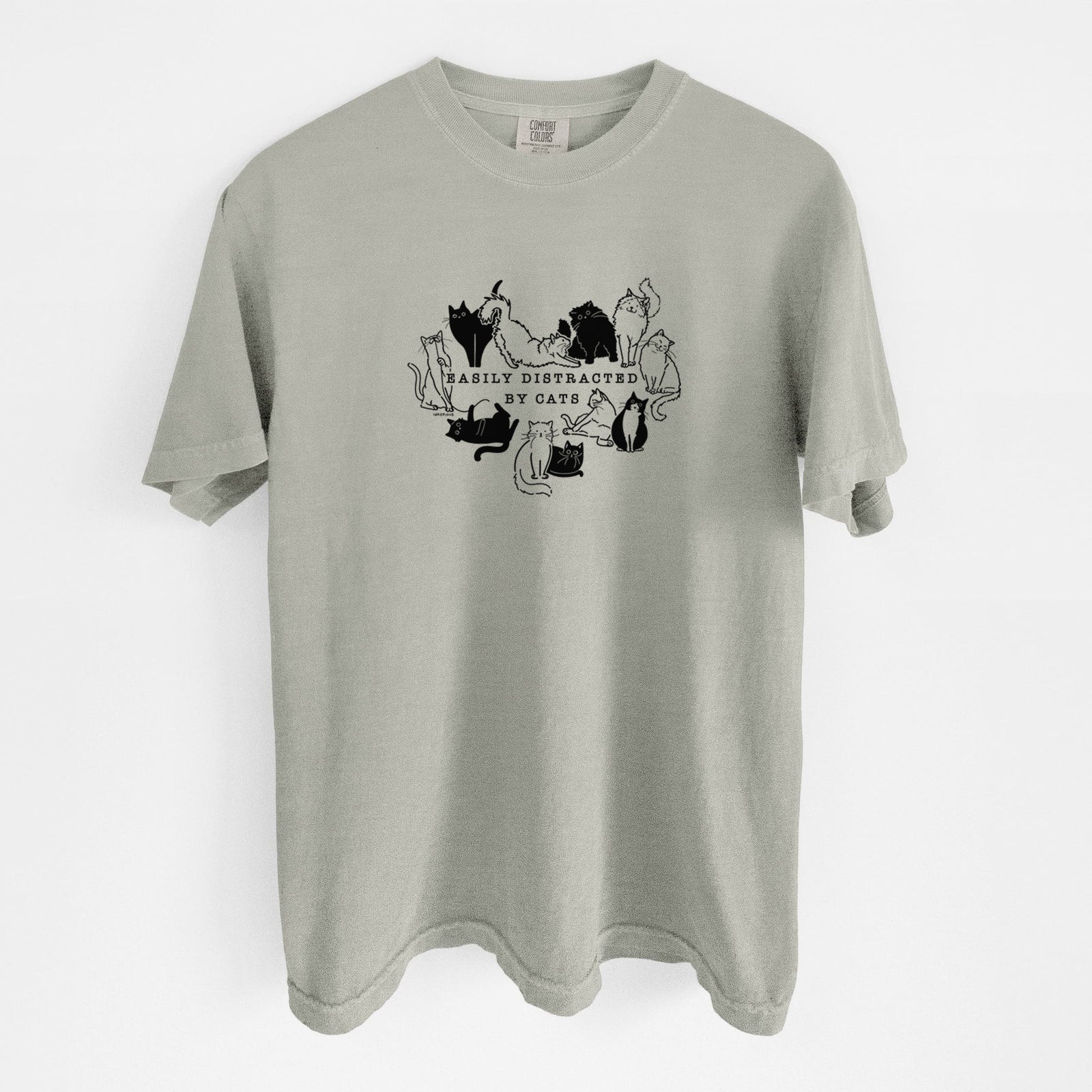 Easily Distracted by Cats - Unisex Comfort Colors Garment-Dyed Heavyweight T-shirt in Sandstone