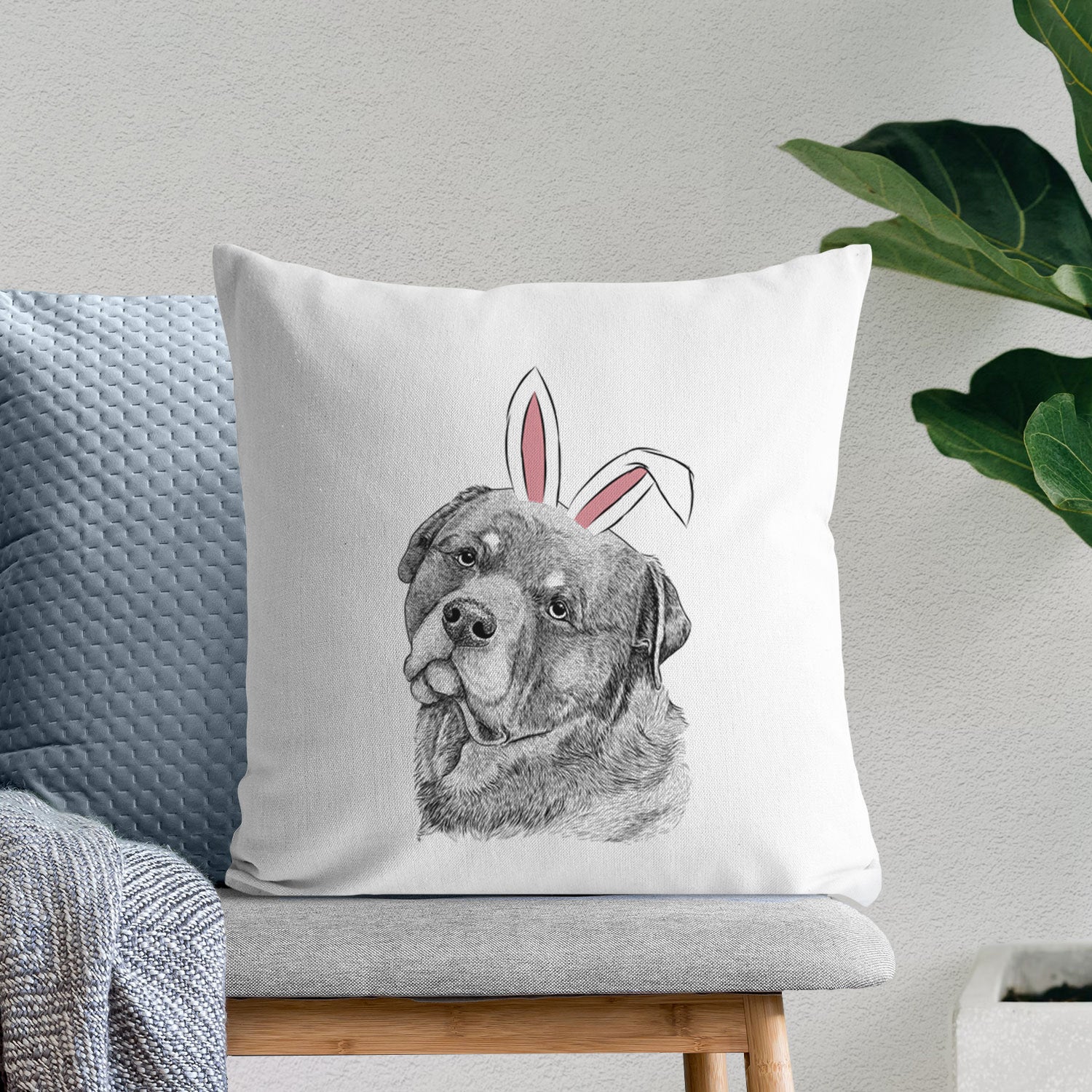 Bender the Rottweiler - Throw Pillow Cover