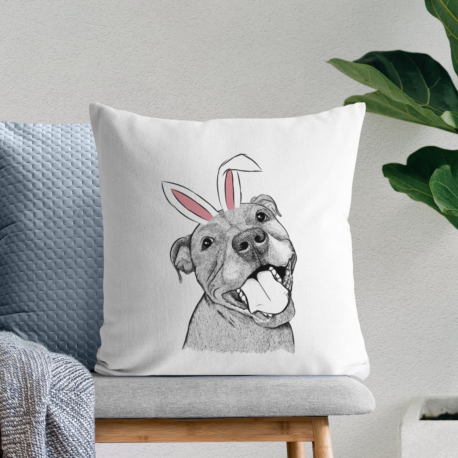 Eloise the Pitbull Mix - Throw Pillow Cover