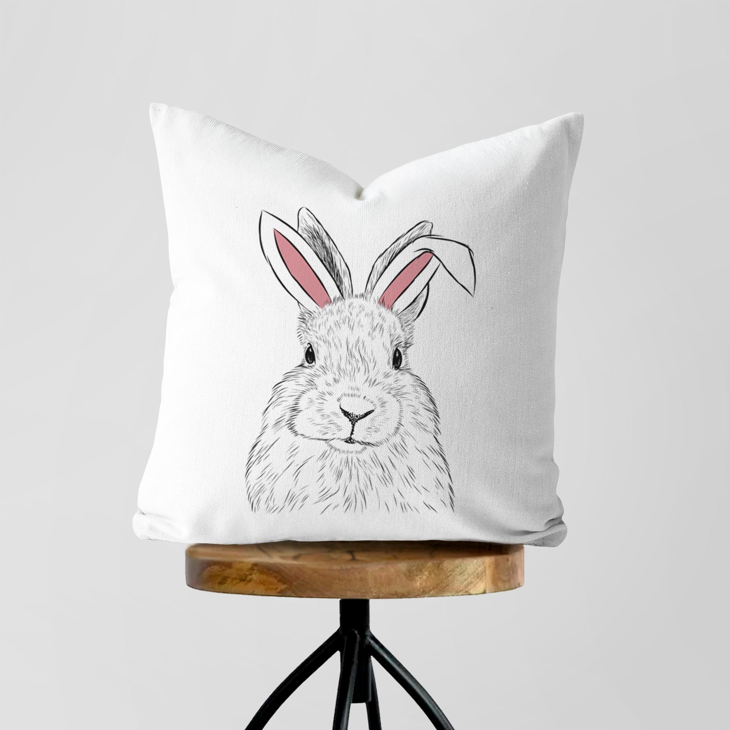 Flower the Rex Rabbit - Throw Pillow Cover