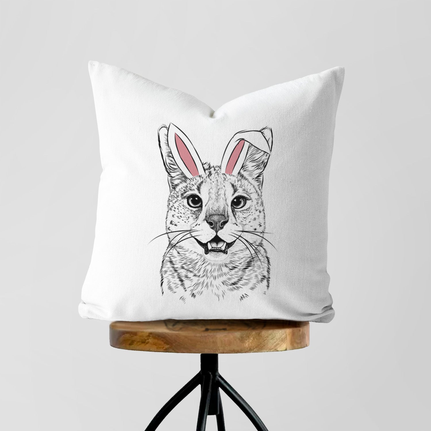 Lucky the Serval Cat - Throw Pillow Cover