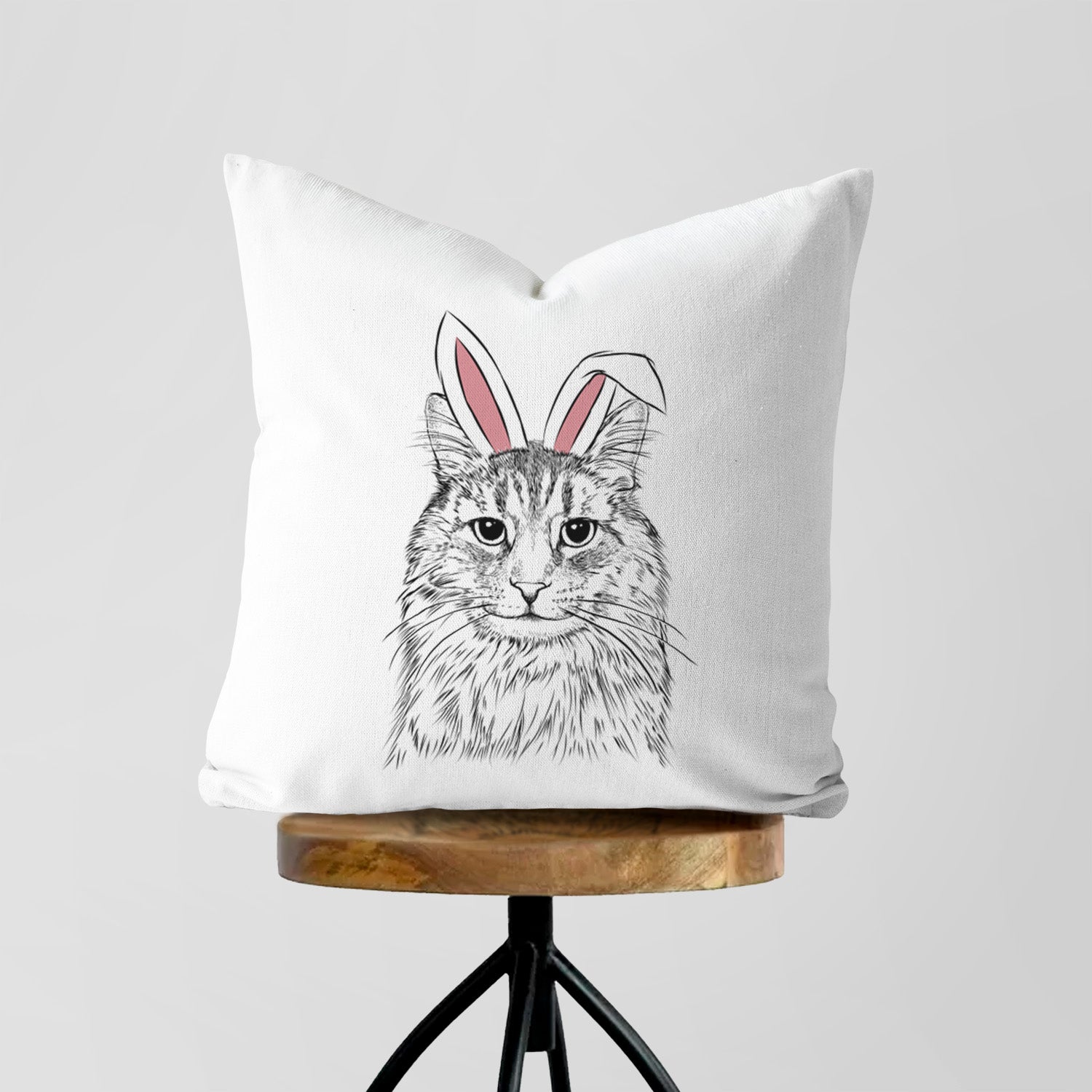 Oliver Fluff the Maine Coon Mix Cat - Throw Pillow Cover