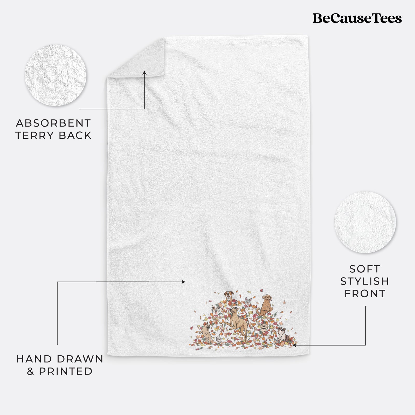 Fall Leaf Pile Pups Hand Towel