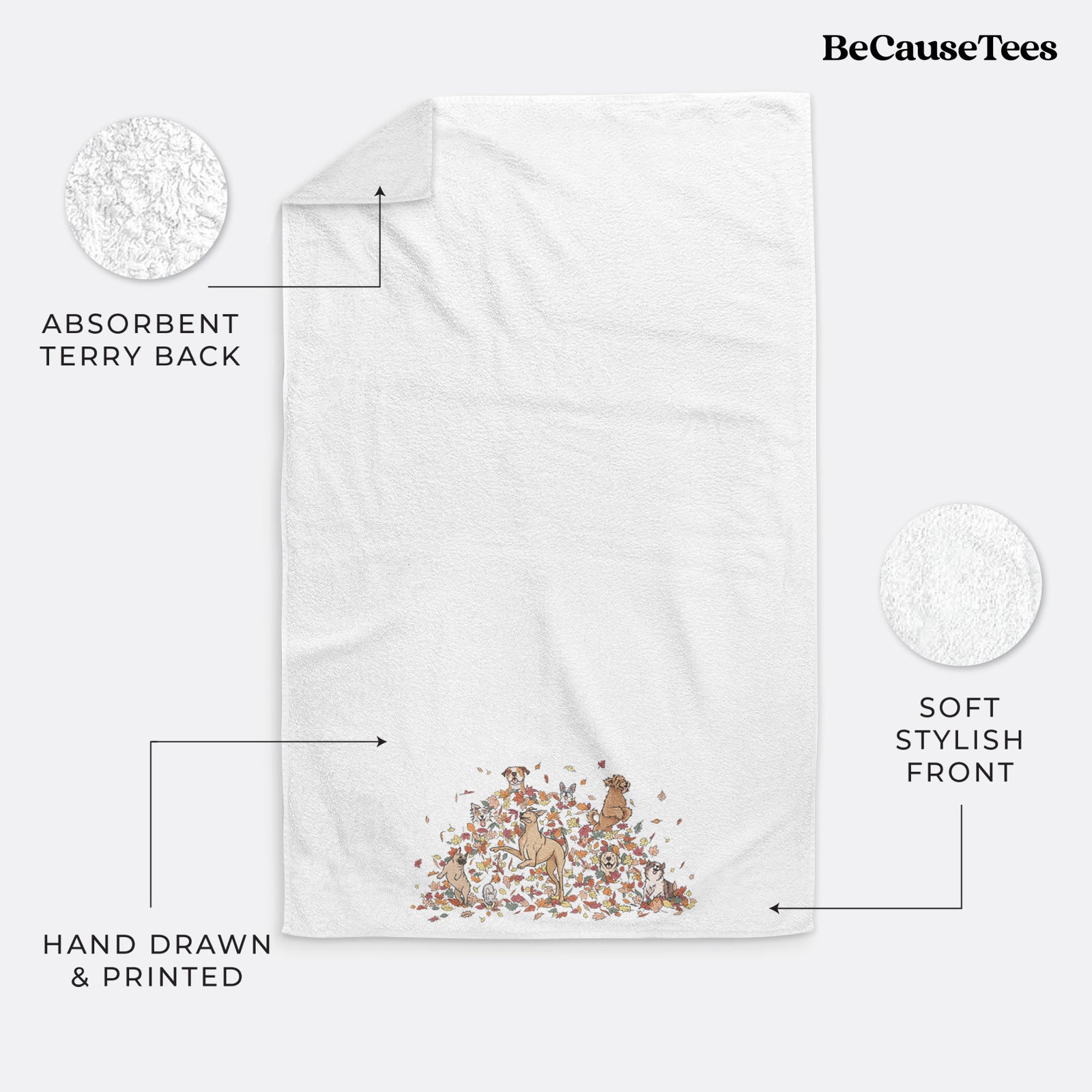 Fall Leaf Pile Pups Hand Towel