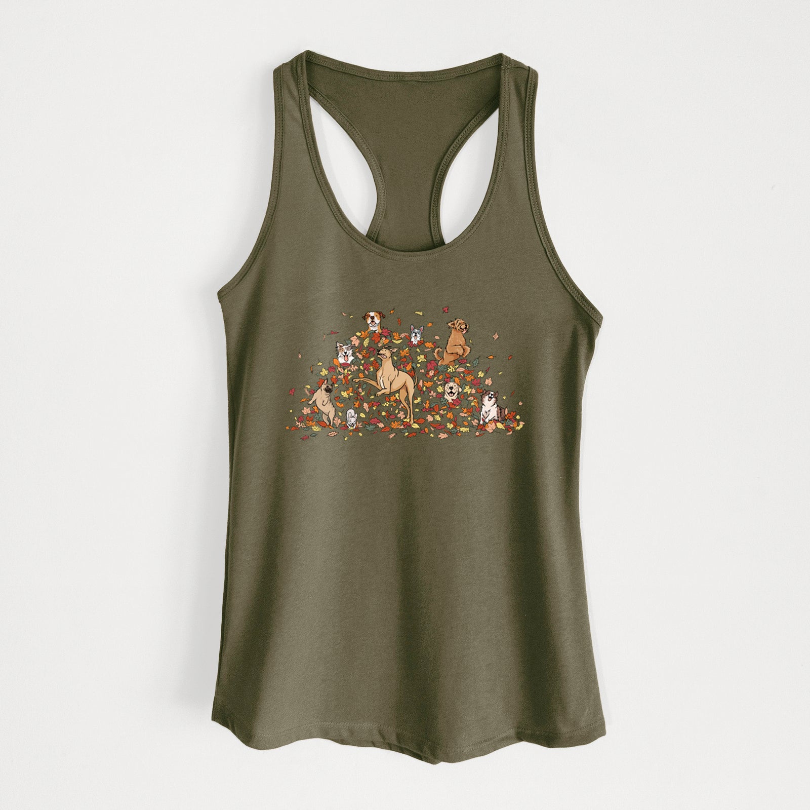 Fall Leaf Pile Pups - Women's Racerback Tanktop