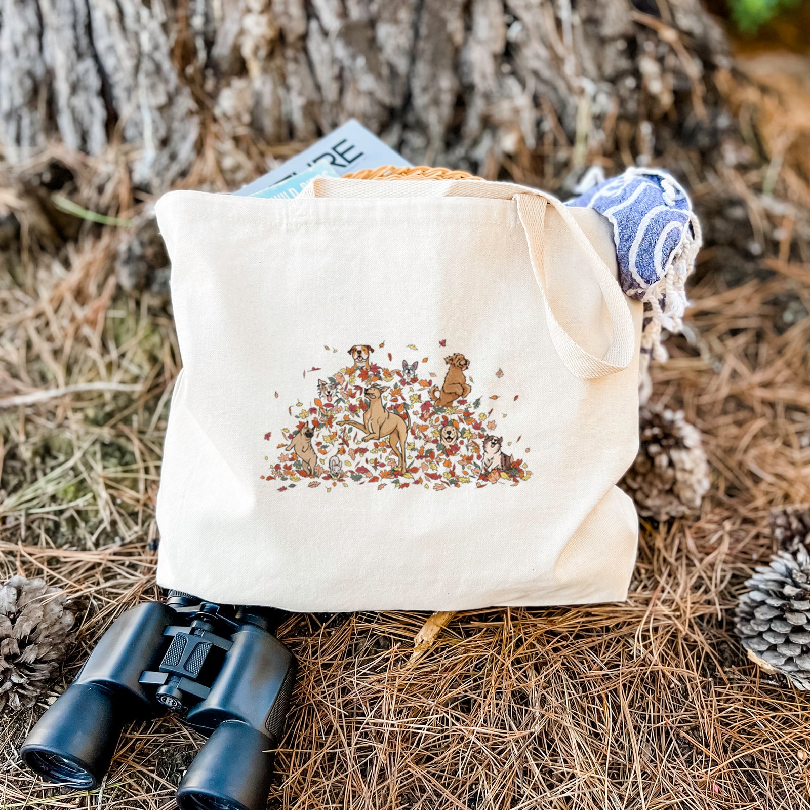 Fall Leaf Pile Pups - Tote Bag