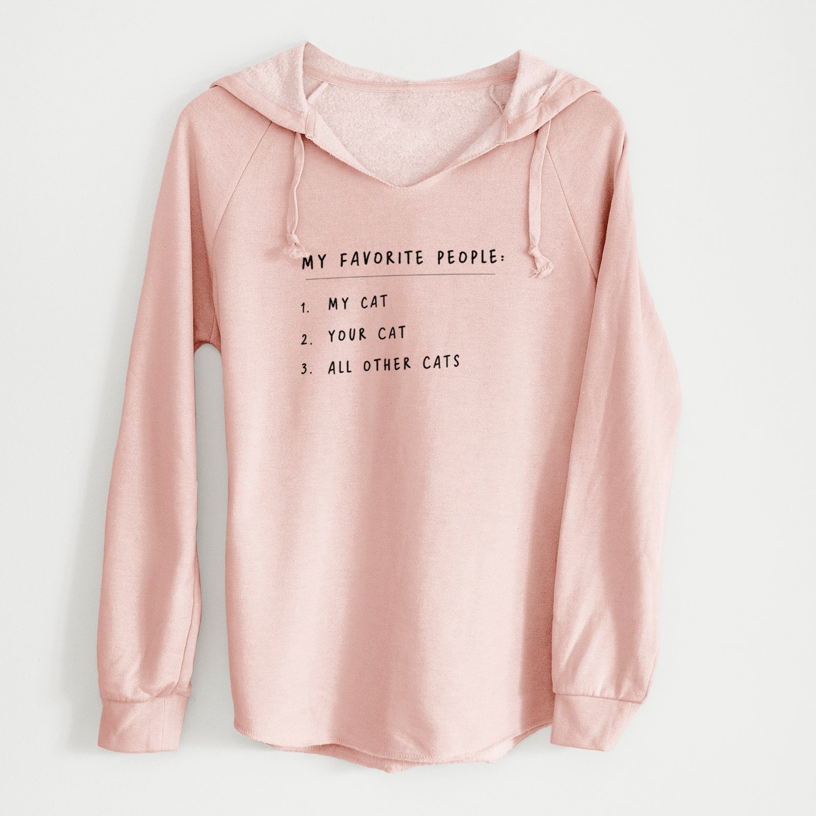 'My Favorite People: Cats' design on a Blush Cali Wave Hooded Sweatshirt