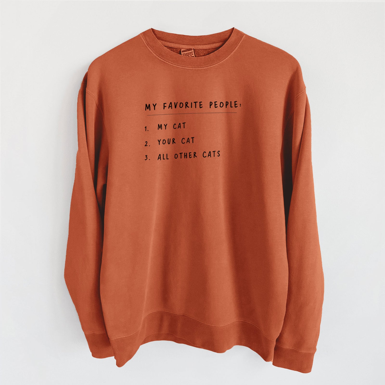 My Favorite People: Cats - Unisex Pigment Dyed Crew Sweatshirt in Amber