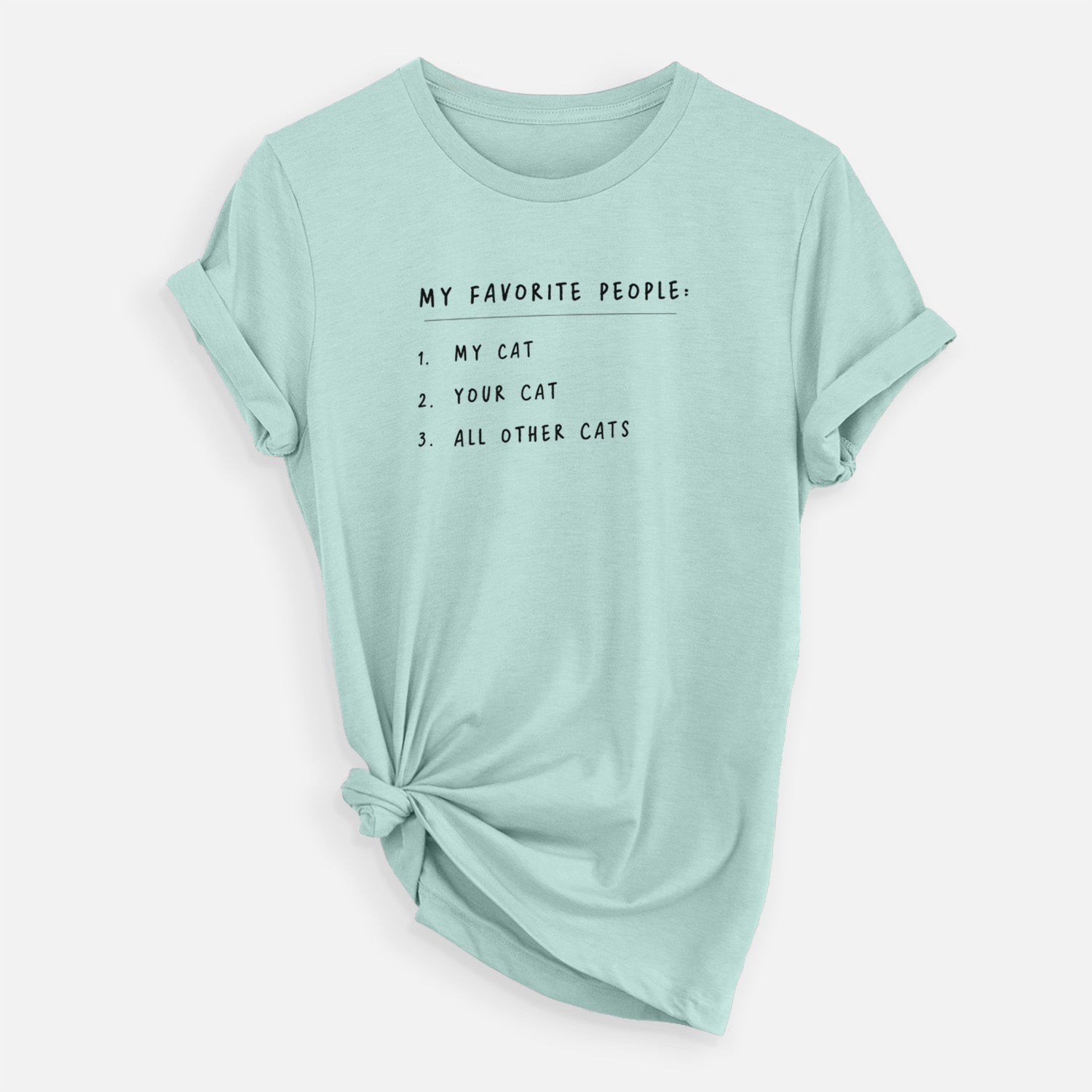'My Favorite People: Cats' design on a Heather Sage Unisex crewneck