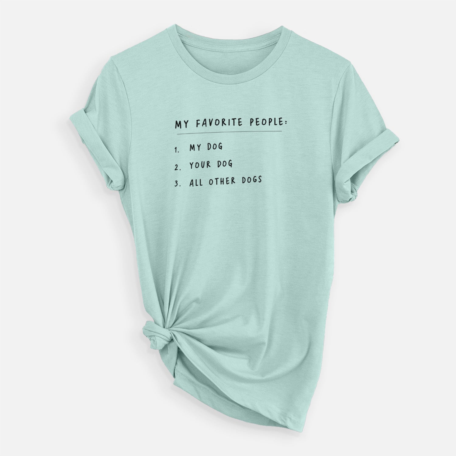 'My Favorite People: Dogs' design on a Heather Sage Unisex crewneck