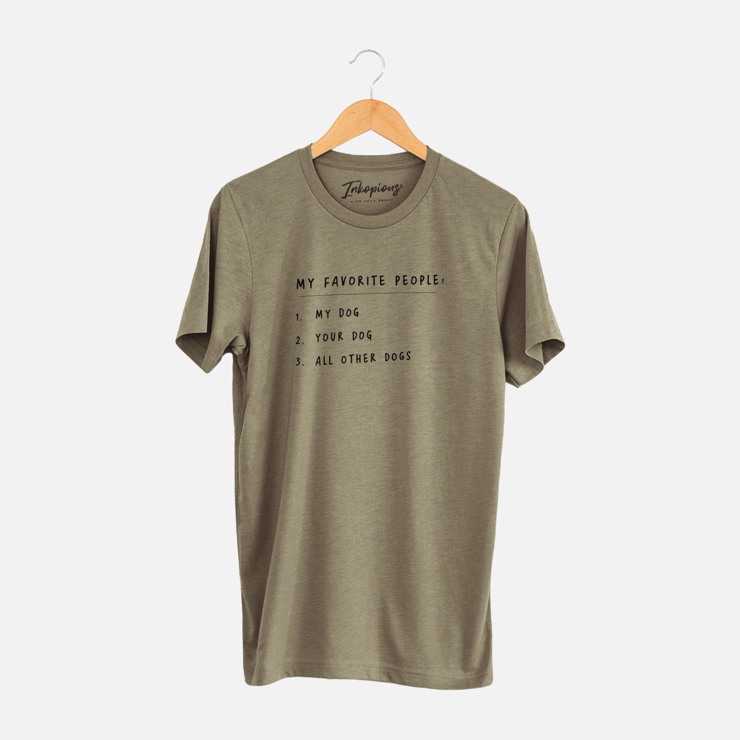 'My Favorite People: Dogs' design on an Olive Unisex crewneck