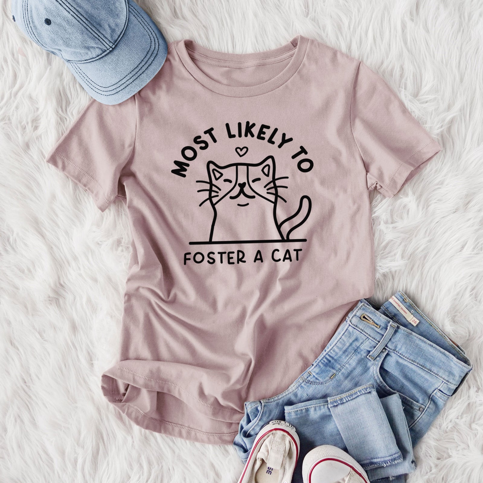 Most Likely to Foster a Cat - Women's Lightweight Relaxed Fit 100% Cotton Crewneck