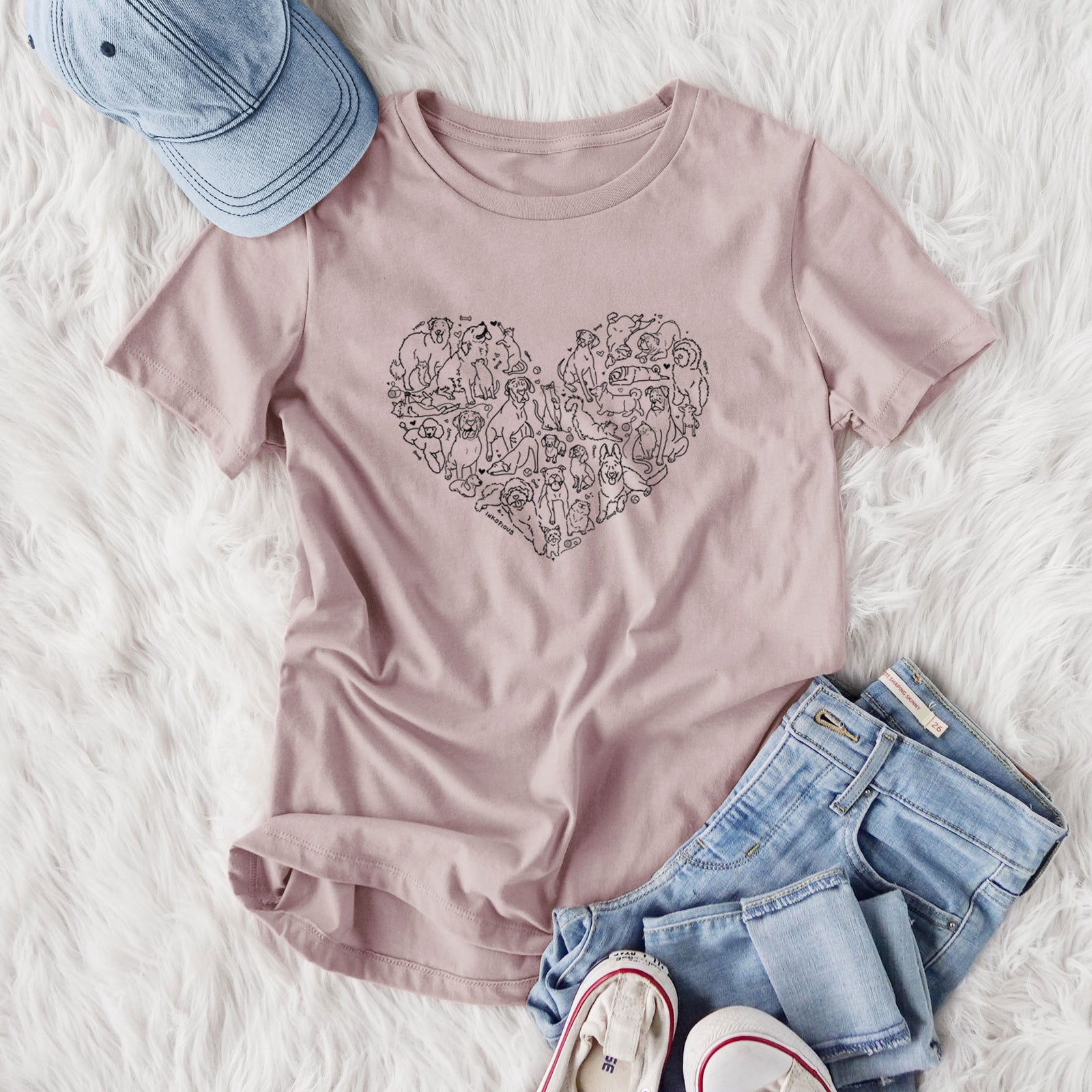 Heart Full of Dogs and Cats - Women's Lightweight Relaxed Fit 100% Cotton Crewneck