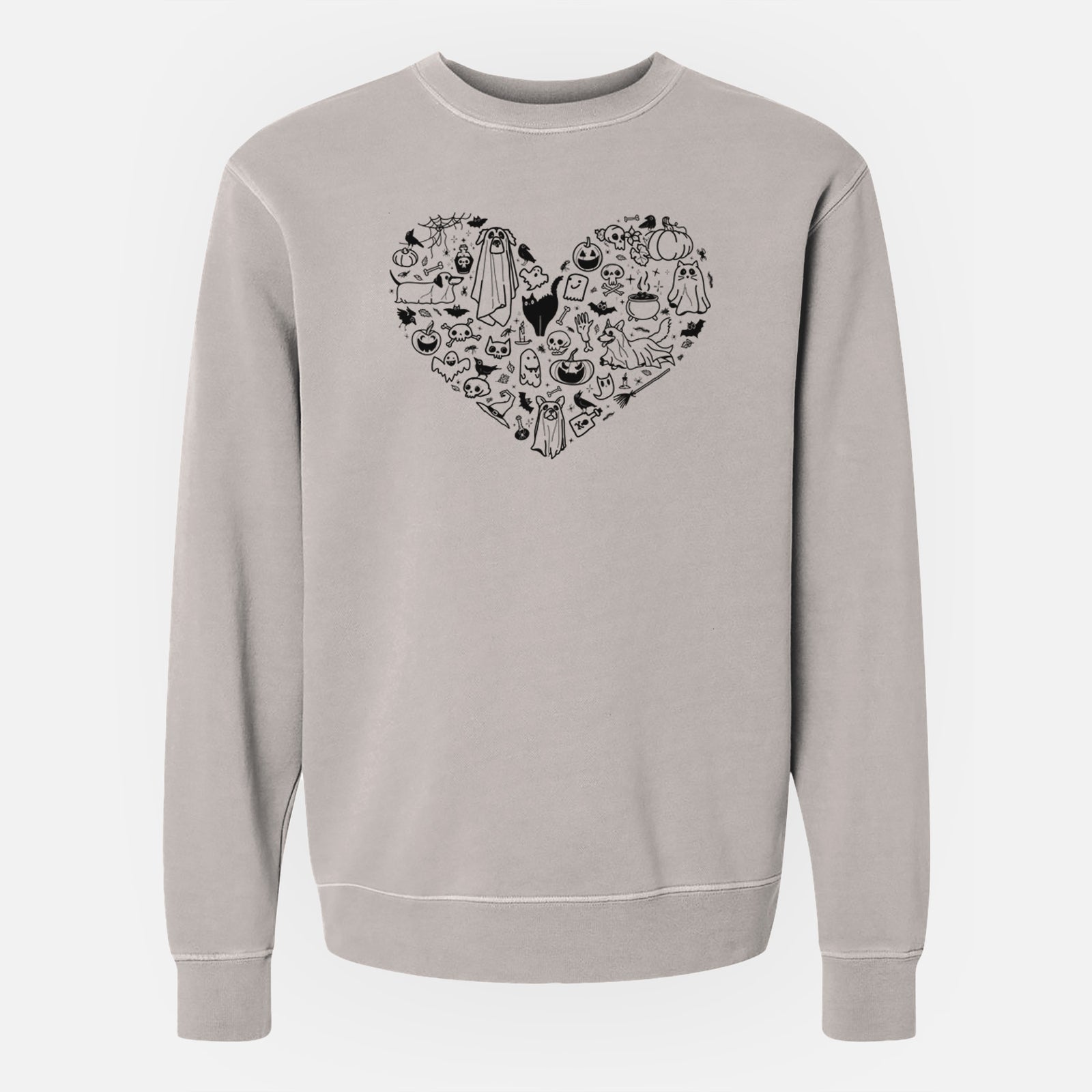 'Heart' design on a Cement Unisex pigment dyed crew sweatshirt