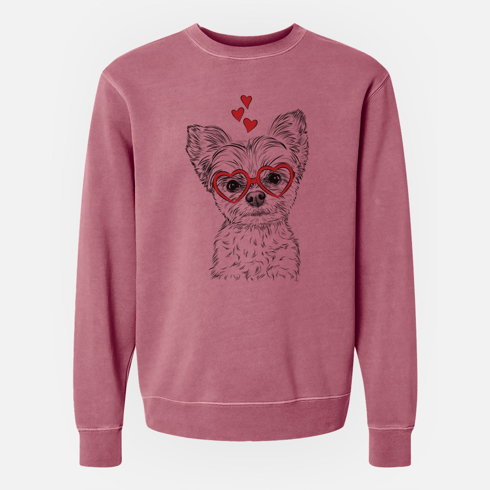 Valentine Chance the Yapper the Yorkshire Terrier - Unisex Pigment Dyed Crew Sweatshirt