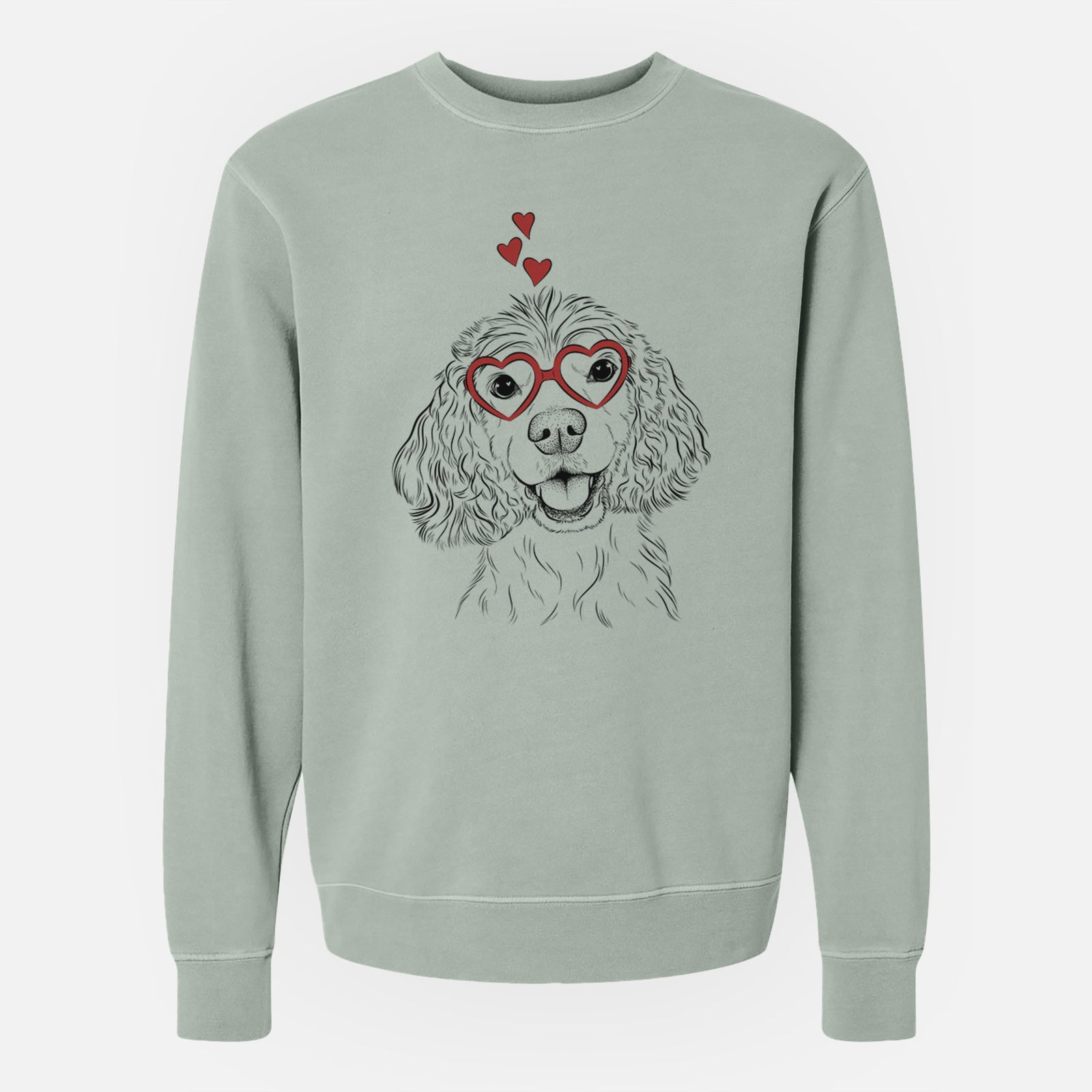 Valentine Cricket the American Cocker Spaniel - Unisex Pigment Dyed Crew Sweatshirt