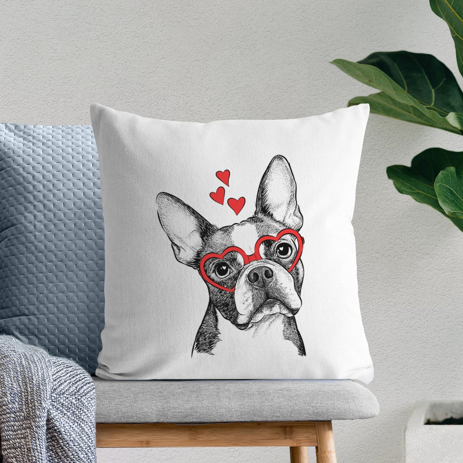 Dee Dee the Boston Terrier - Throw Pillow Cover