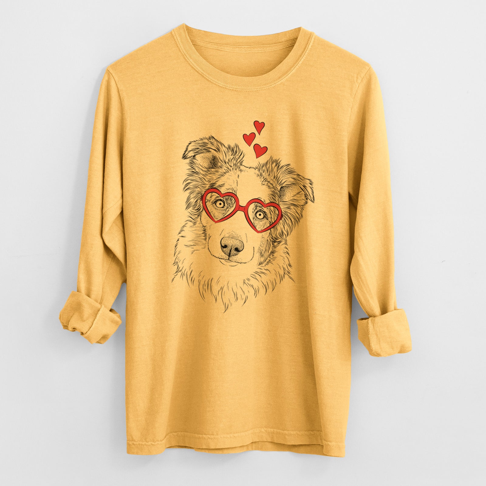 Valentine HoneyBee the Miniature Australian Shepherd - Heavyweight 100% Cotton Long Sleeve