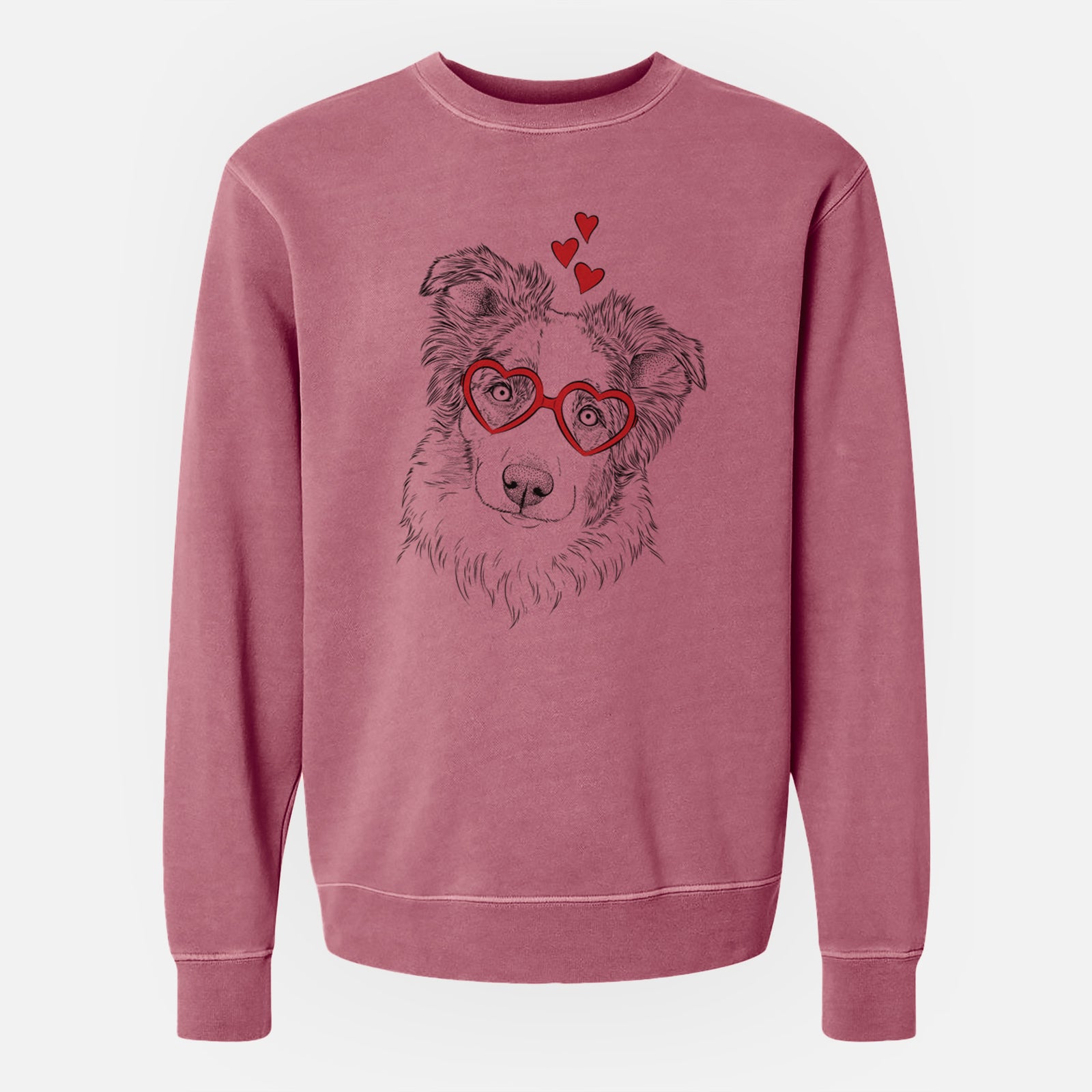 Valentine HoneyBee the Miniature Australian Shepherd - Unisex Pigment Dyed Crew Sweatshirt