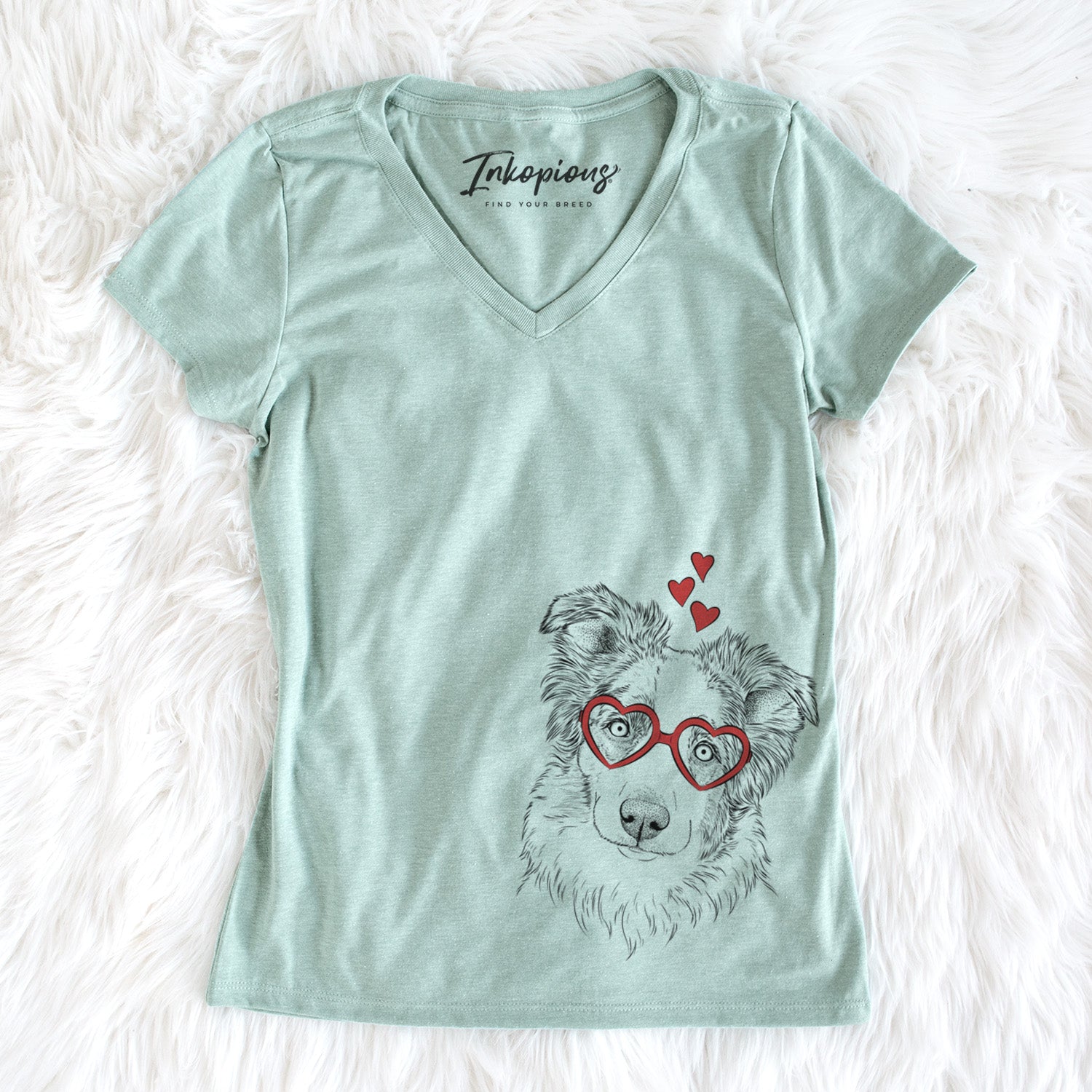 Valentine HoneyBee the Miniature Australian Shepherd - Women's Perfect V-neck Shirt
