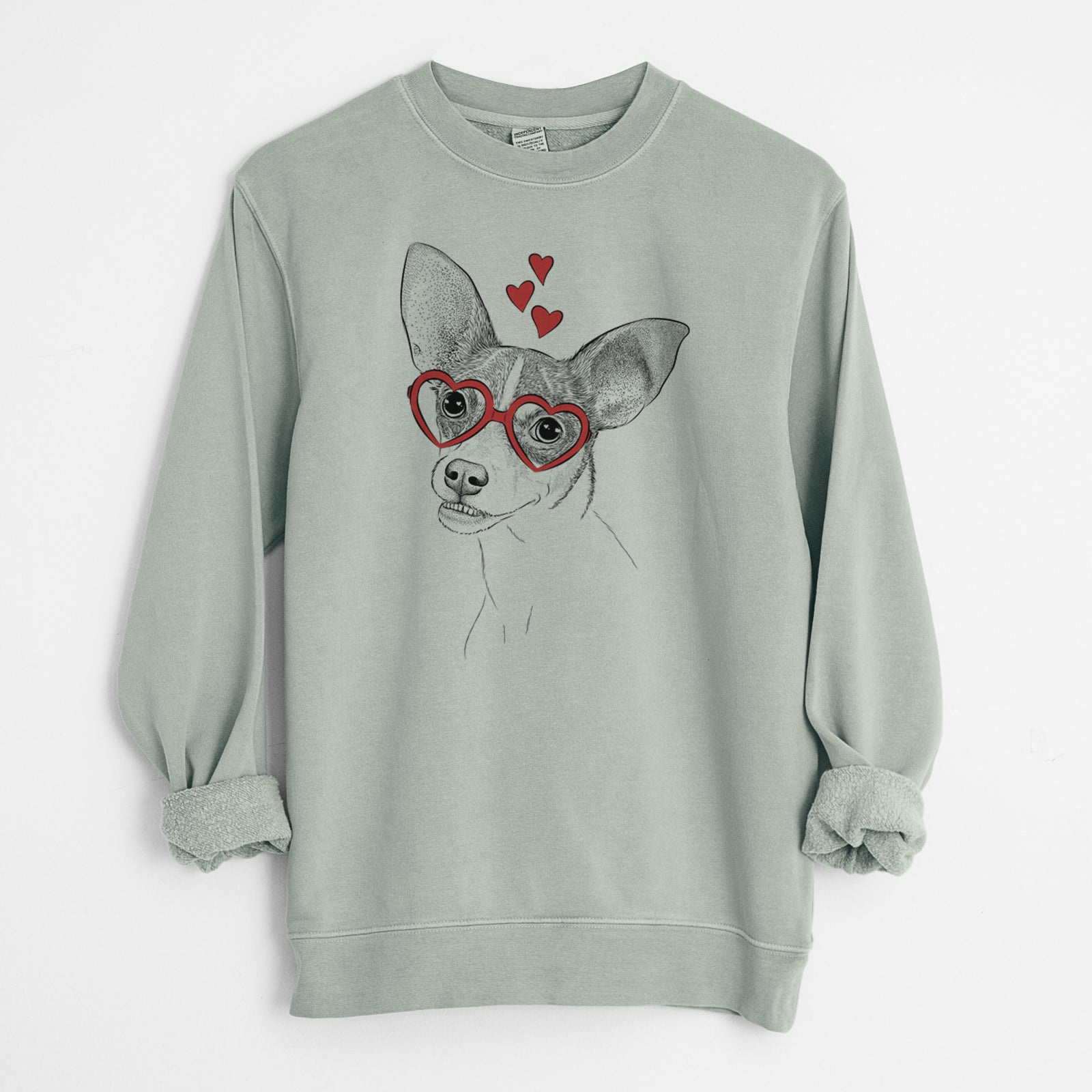 Valentine Kailani the Chihuahua Mix - Unisex Pigment Dyed Crew Sweatshirt