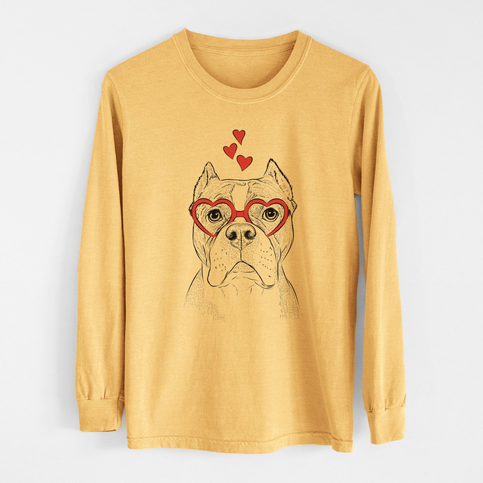 Valentine Maggie the American Bulldog - Heavyweight 100% Cotton Long Sleeve