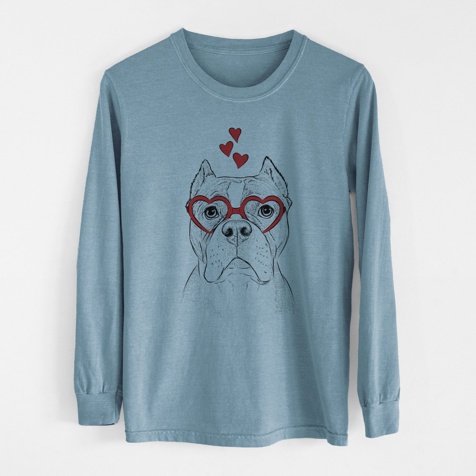 Valentine Maggie the American Bulldog - Heavyweight 100% Cotton Long Sleeve