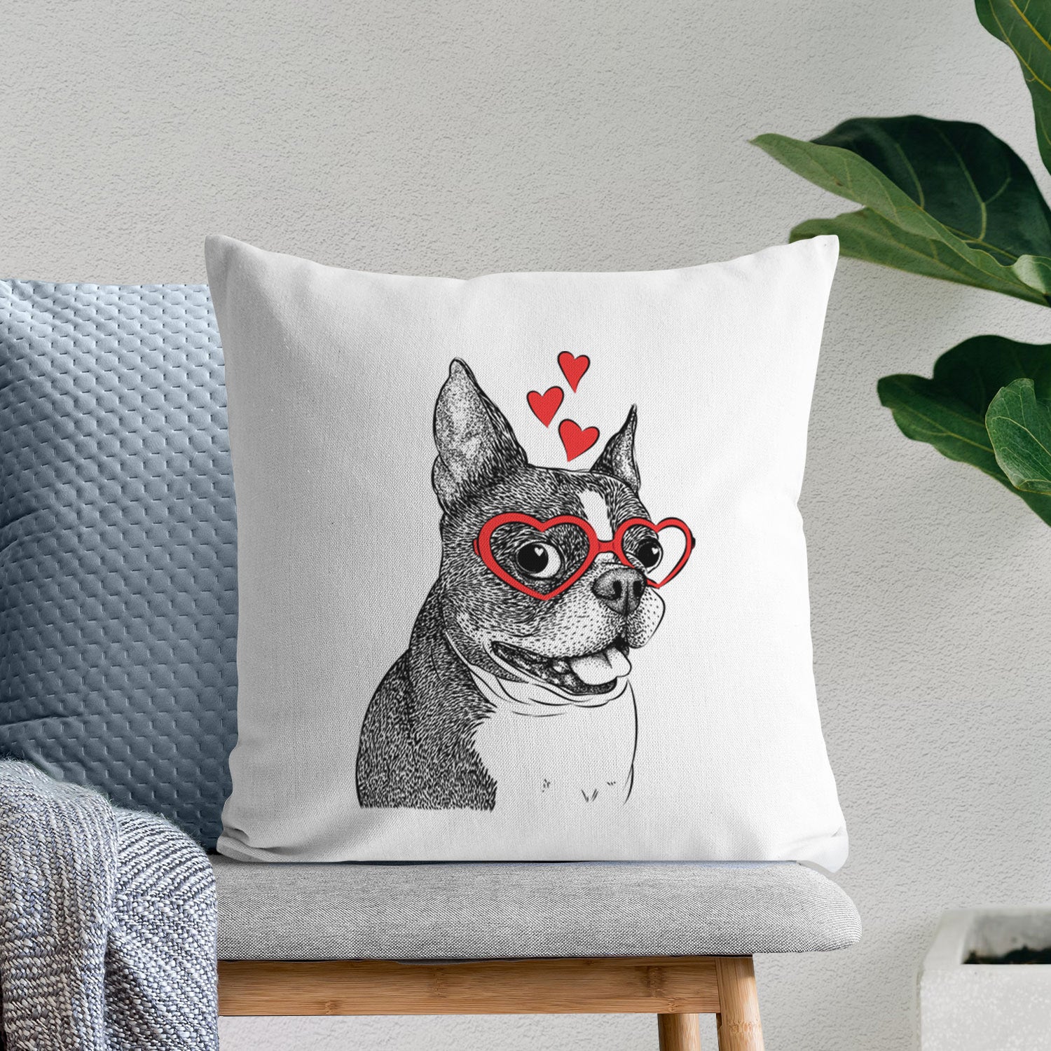 Ralphie the Boston Terrier - Throw Pillow Cover