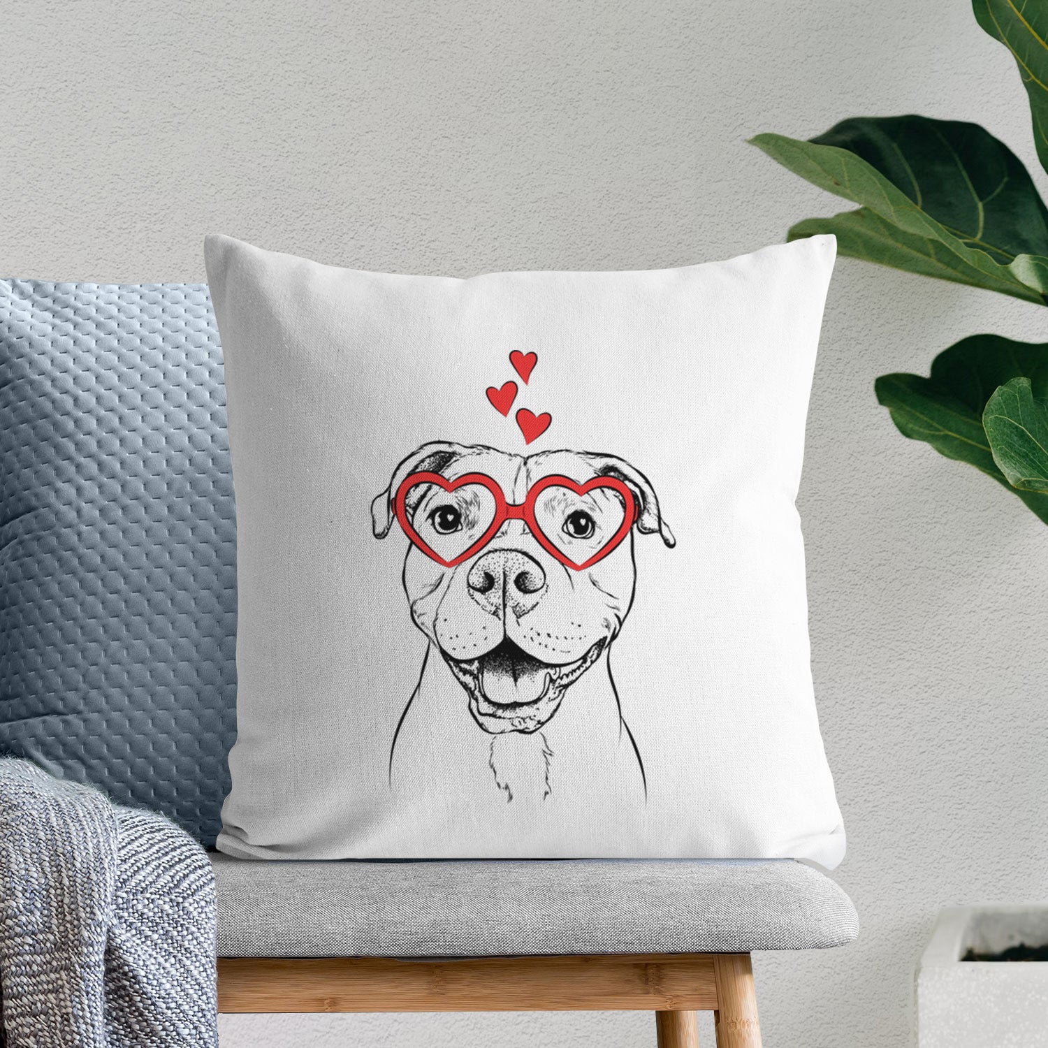 Roscoe the Pitbull - Throw Pillow Cover