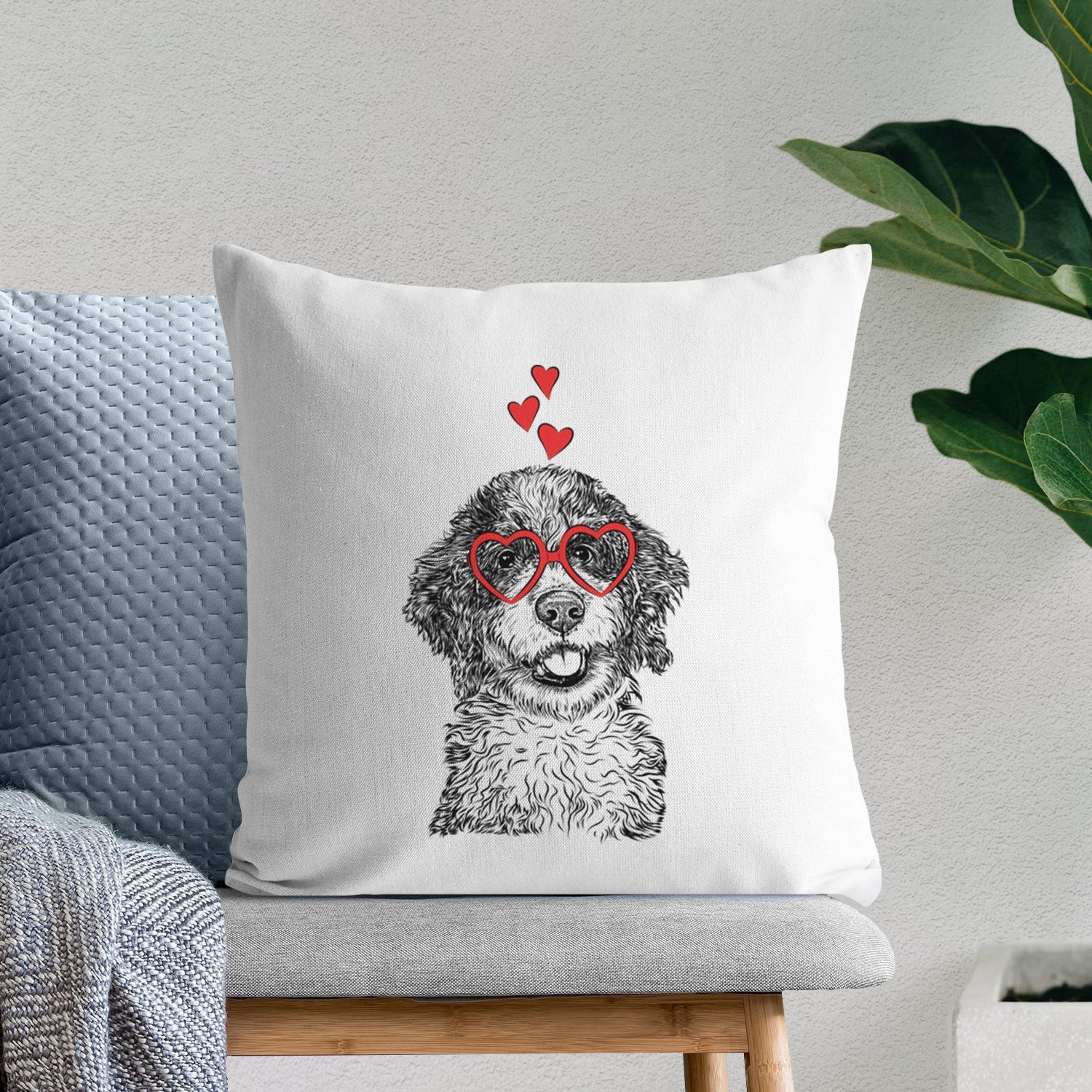 Smoky the Bernedoodle Puppy - Throw Pillow Cover