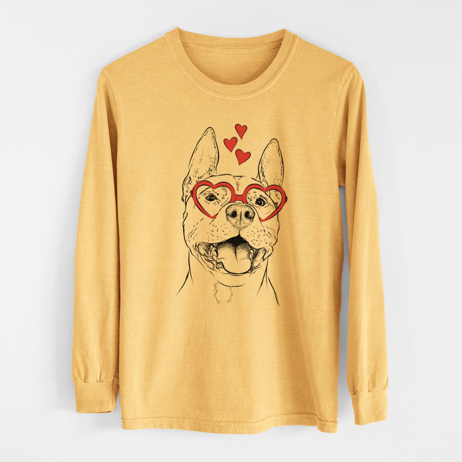 Valentine Wally the Pitbull - Heavyweight 100% Cotton Long Sleeve