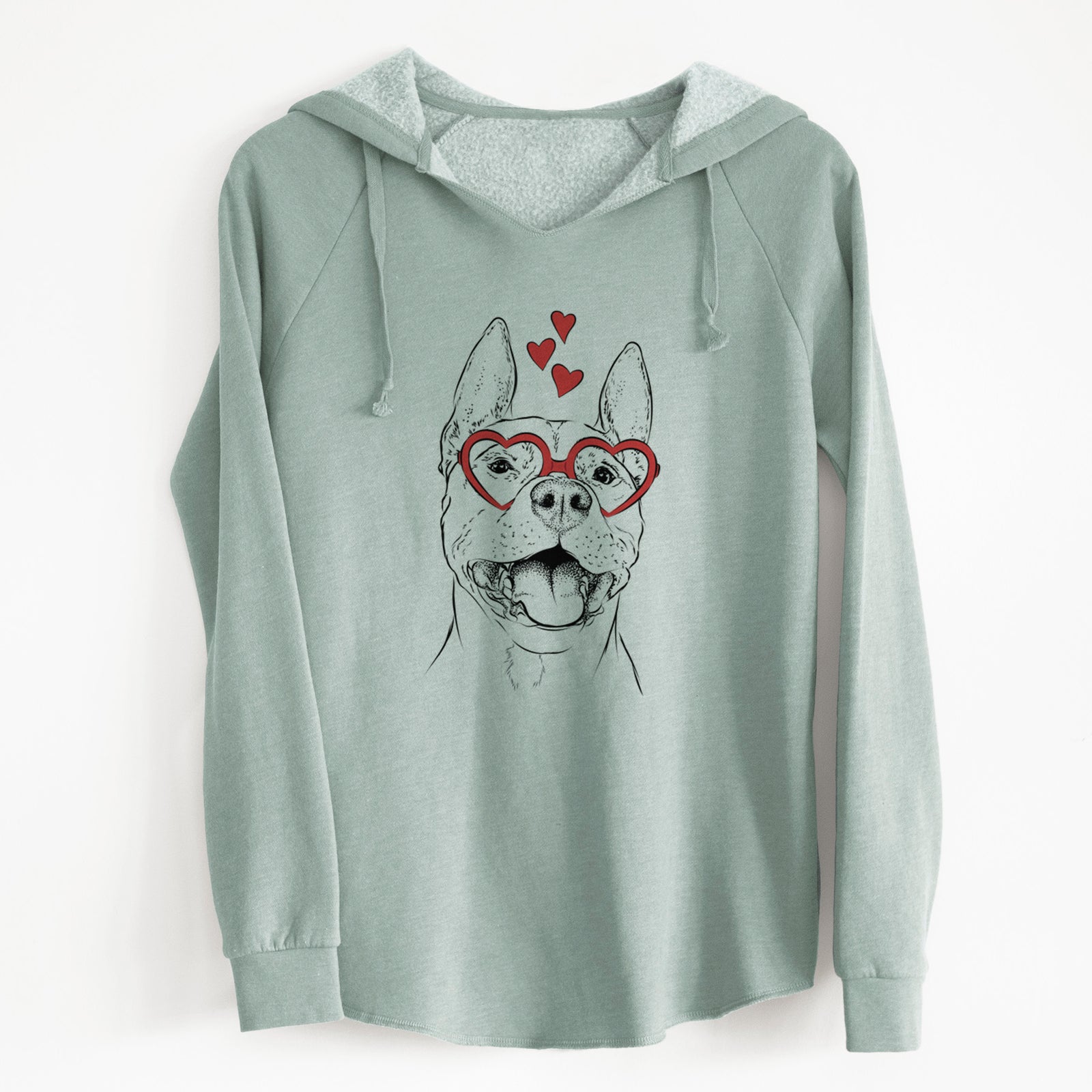 Valentine Wally the Pitbull - Cali Wave Hooded Sweatshirt