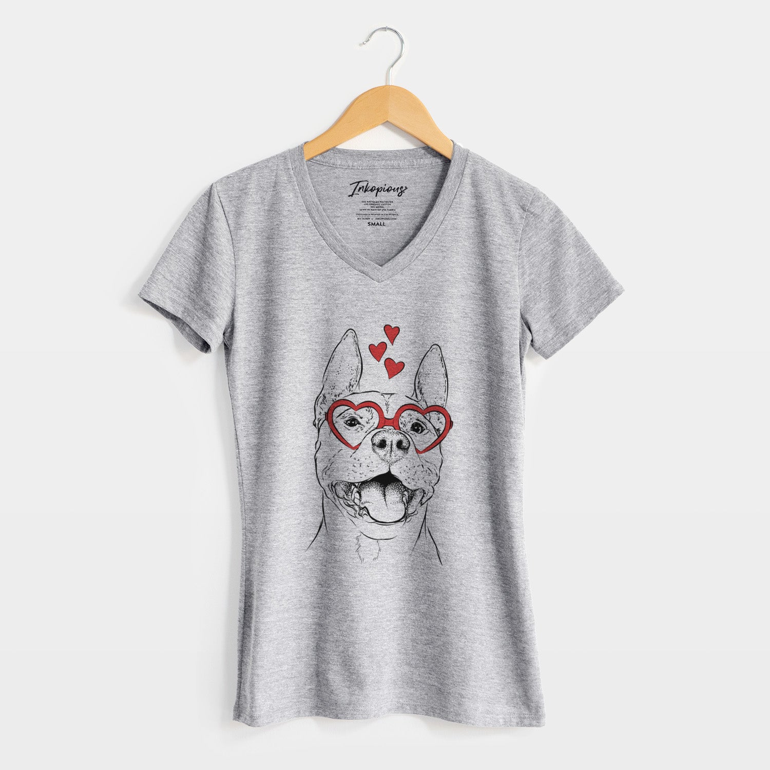 Valentine Wally the Pitbull - Women's Perfect V-neck Shirt