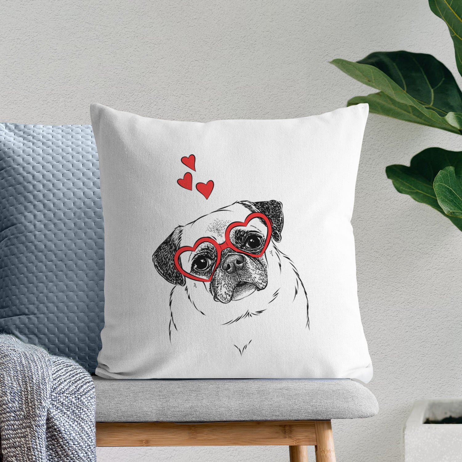 Zoey the Pug - Throw Pillow Cover