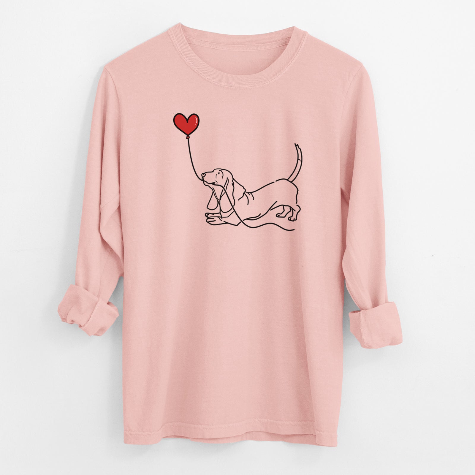 Basset Hound Heart String - Men's Heavyweight 100% Cotton Long Sleeve