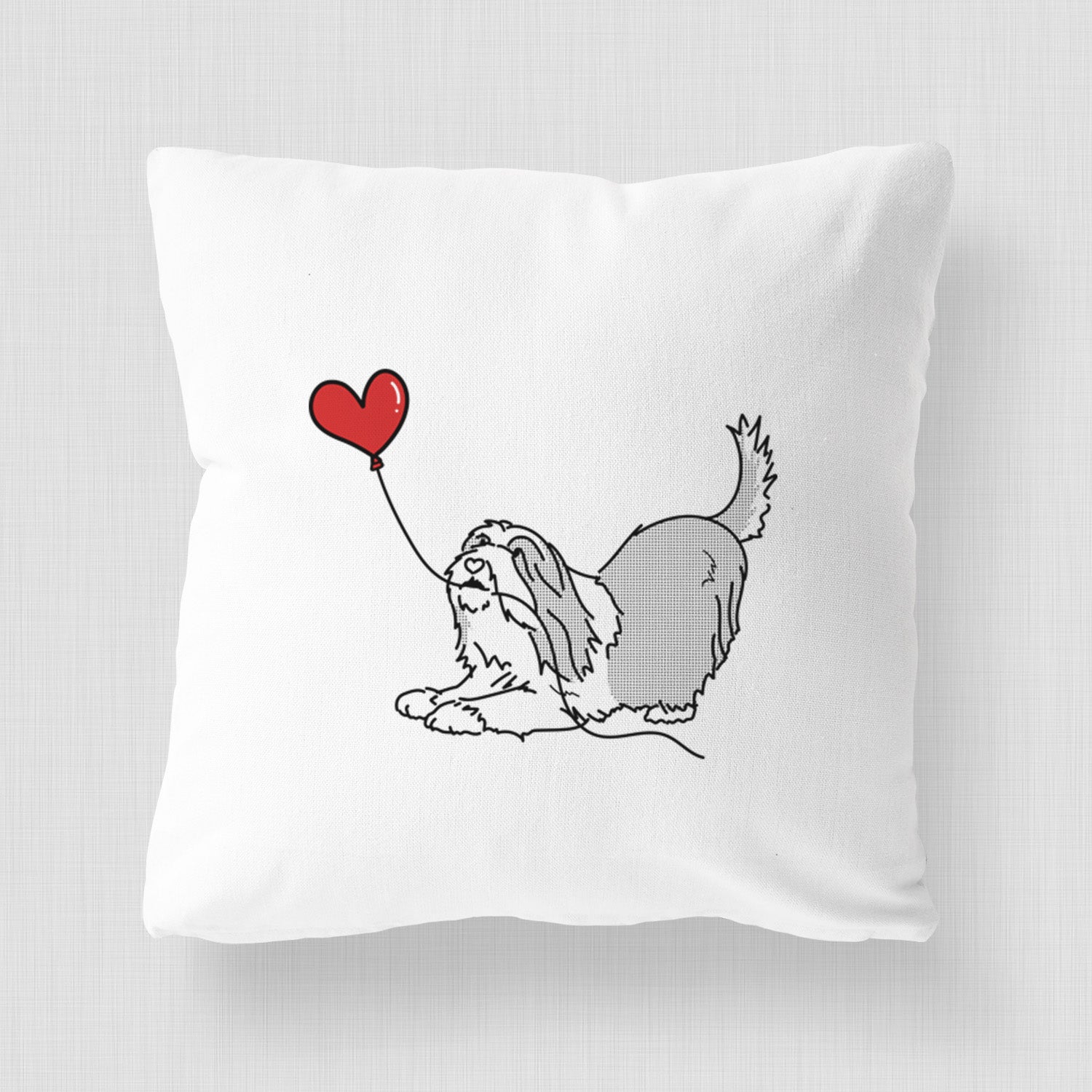 Bearded Collie Heart String - Throw Pillow Cover