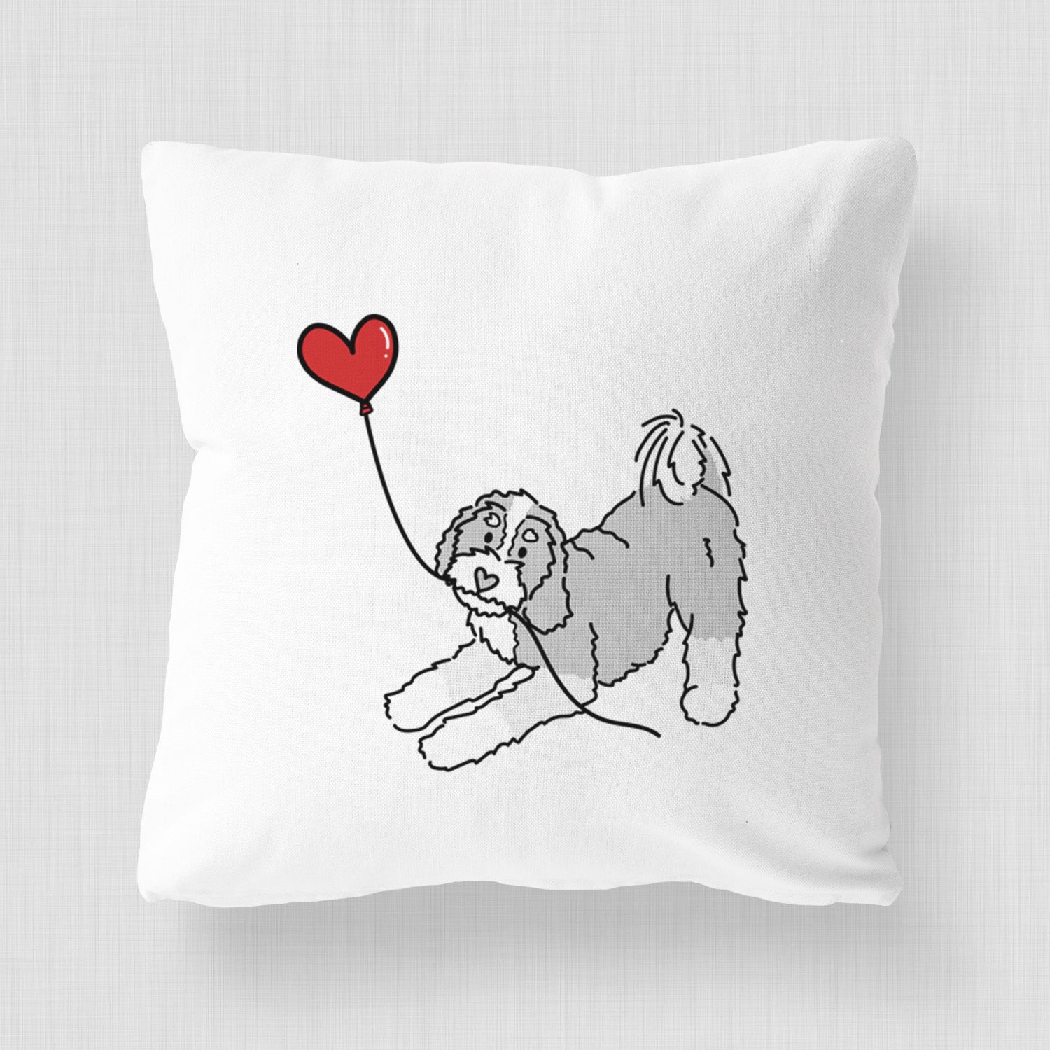 Bernedoodle Heart String - Throw Pillow Cover