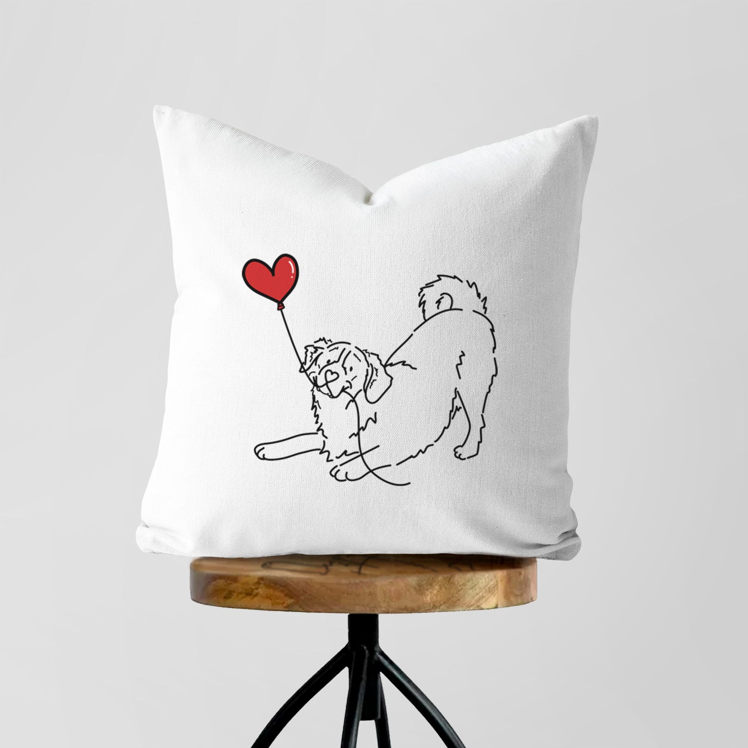 Bernese Mountain Dog Heart String - Throw Pillow Cover