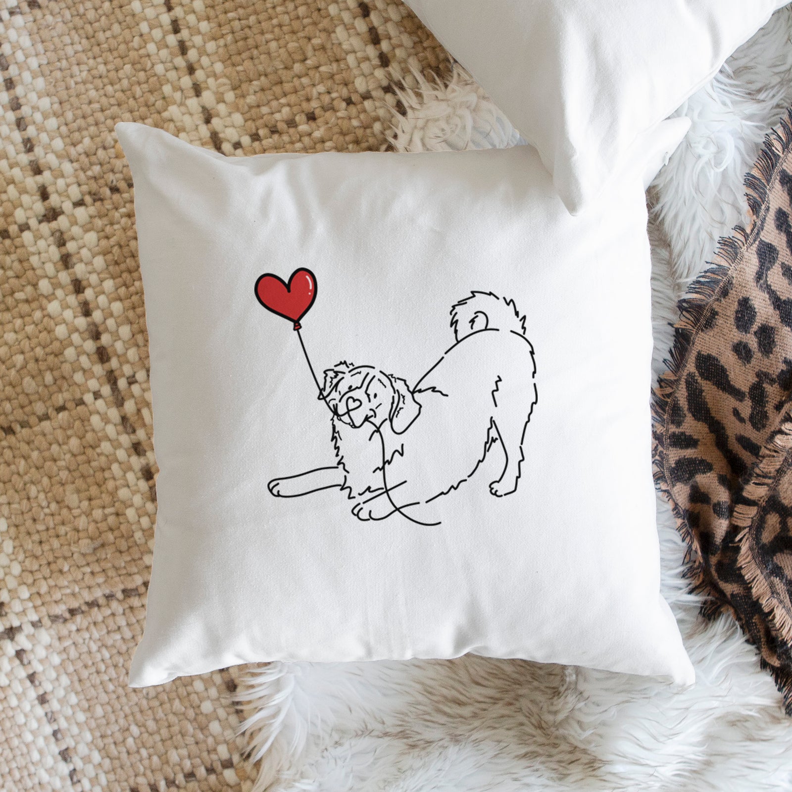 Bernese Mountain Dog Heart String - Throw Pillow Cover