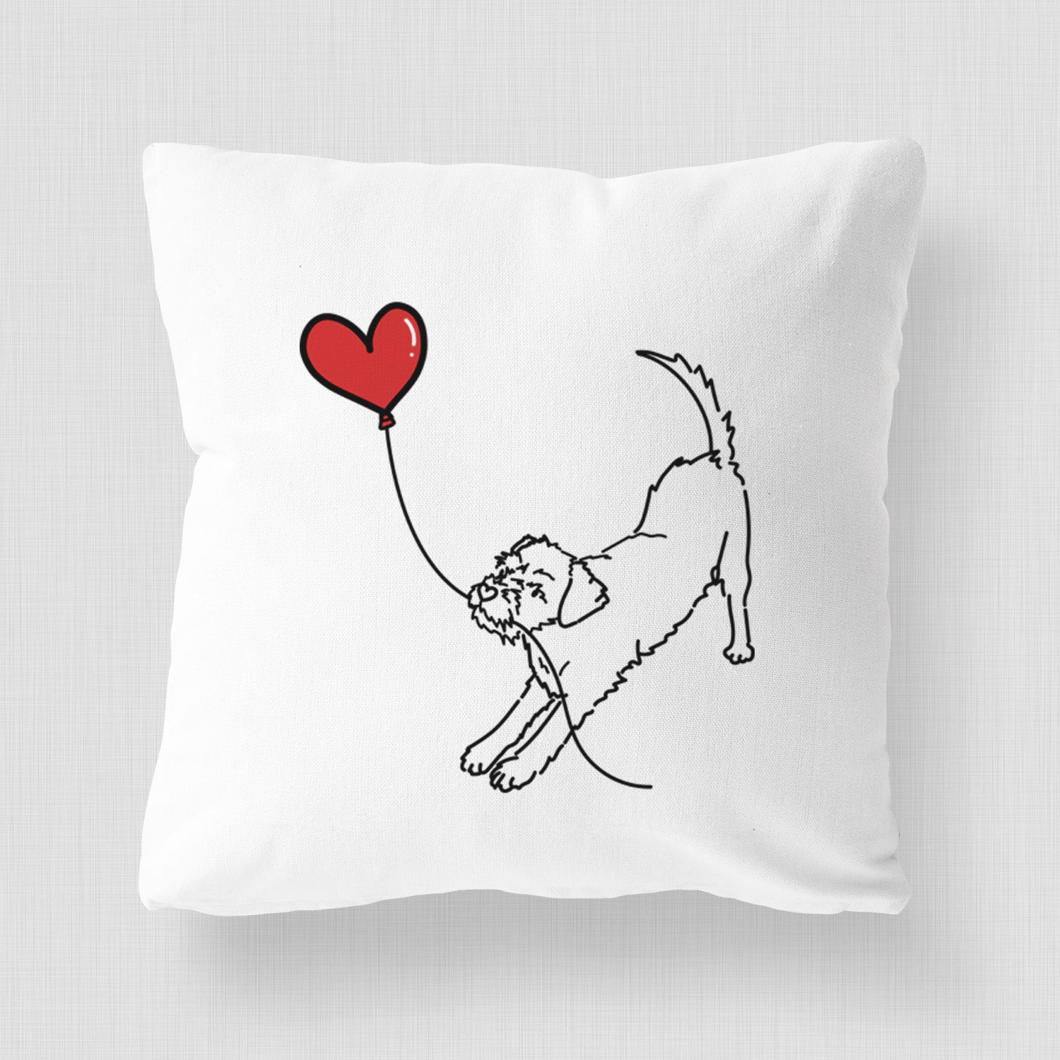 Border Terrier Heart String - Throw Pillow Cover