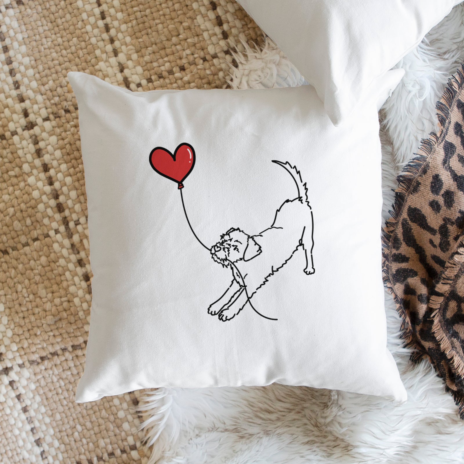 Border Terrier Heart String - Throw Pillow Cover