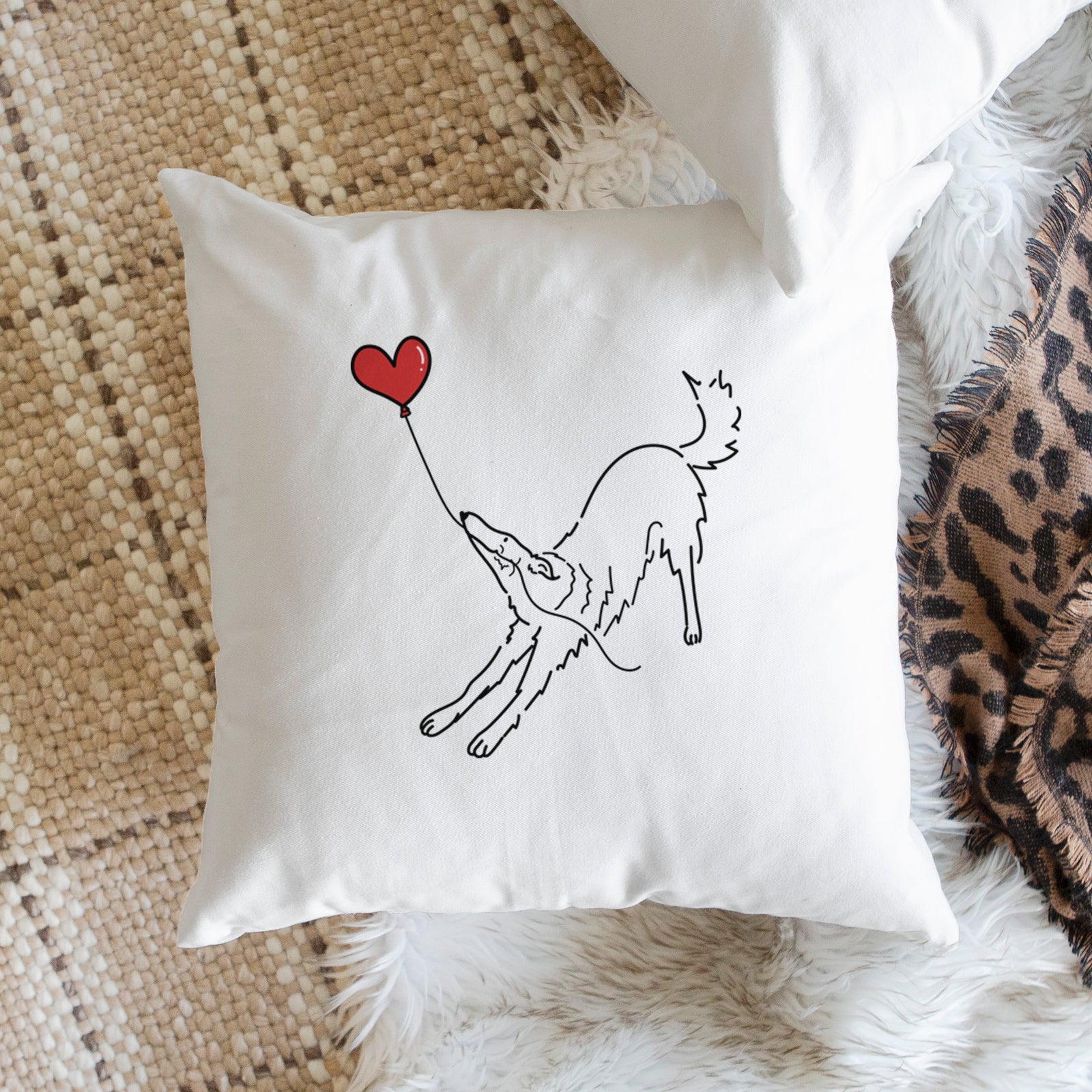Borzoi Heart String - Throw Pillow Cover